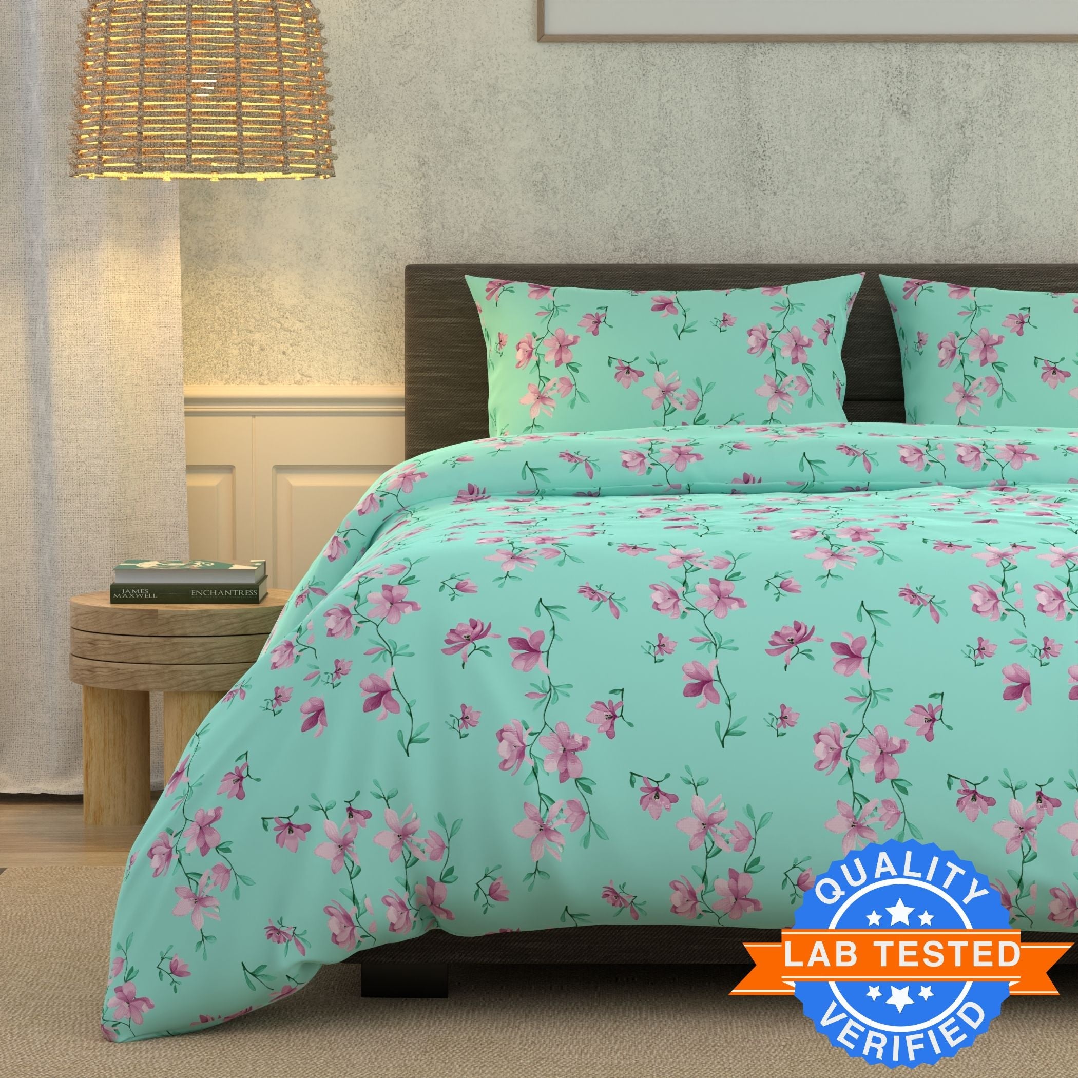 Cotton Super King Flat 180 TC Floral Bedsheet (Pack of 1, Purple)