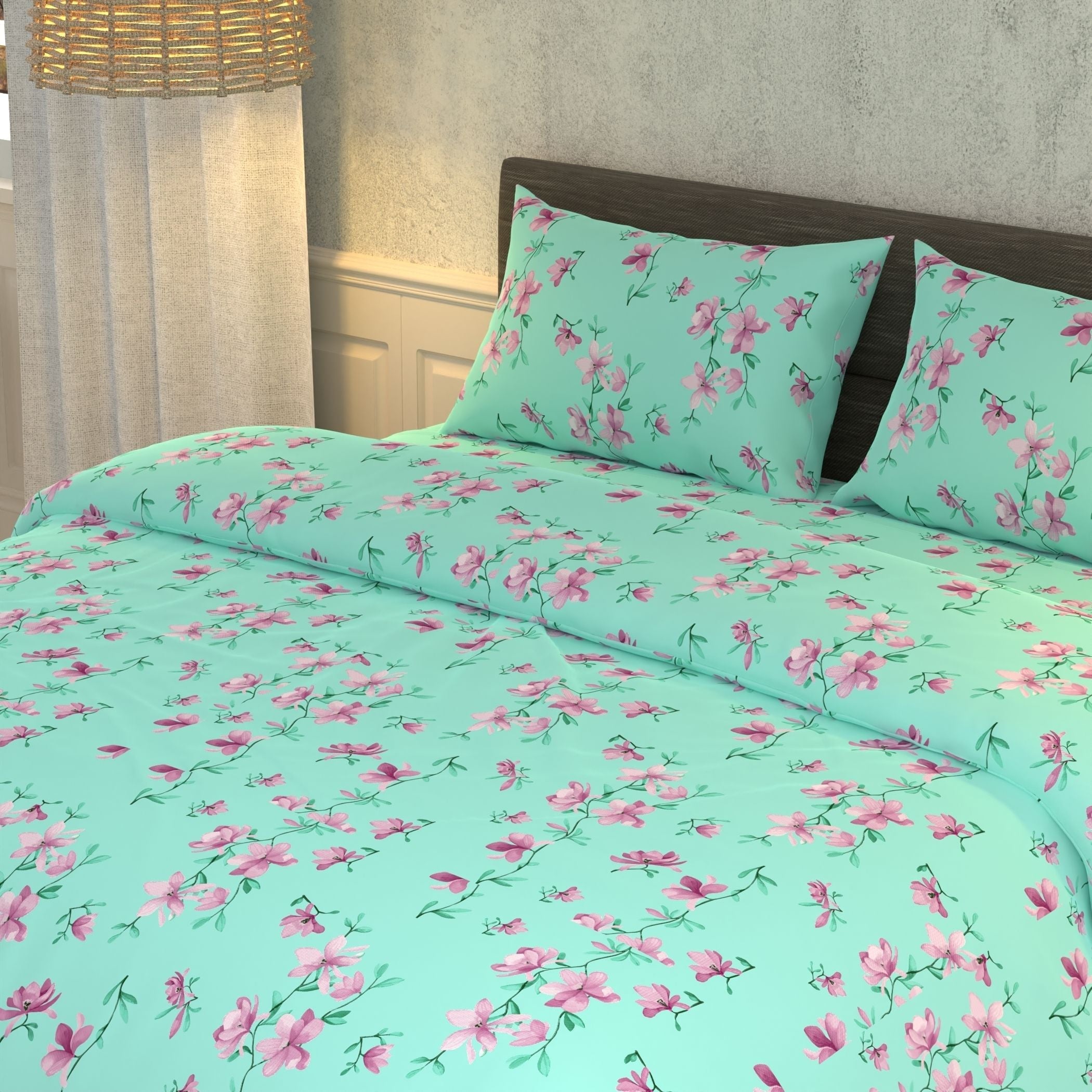 Cotton Super King Flat 180 TC Floral Bedsheet (Pack of 1, Purple)