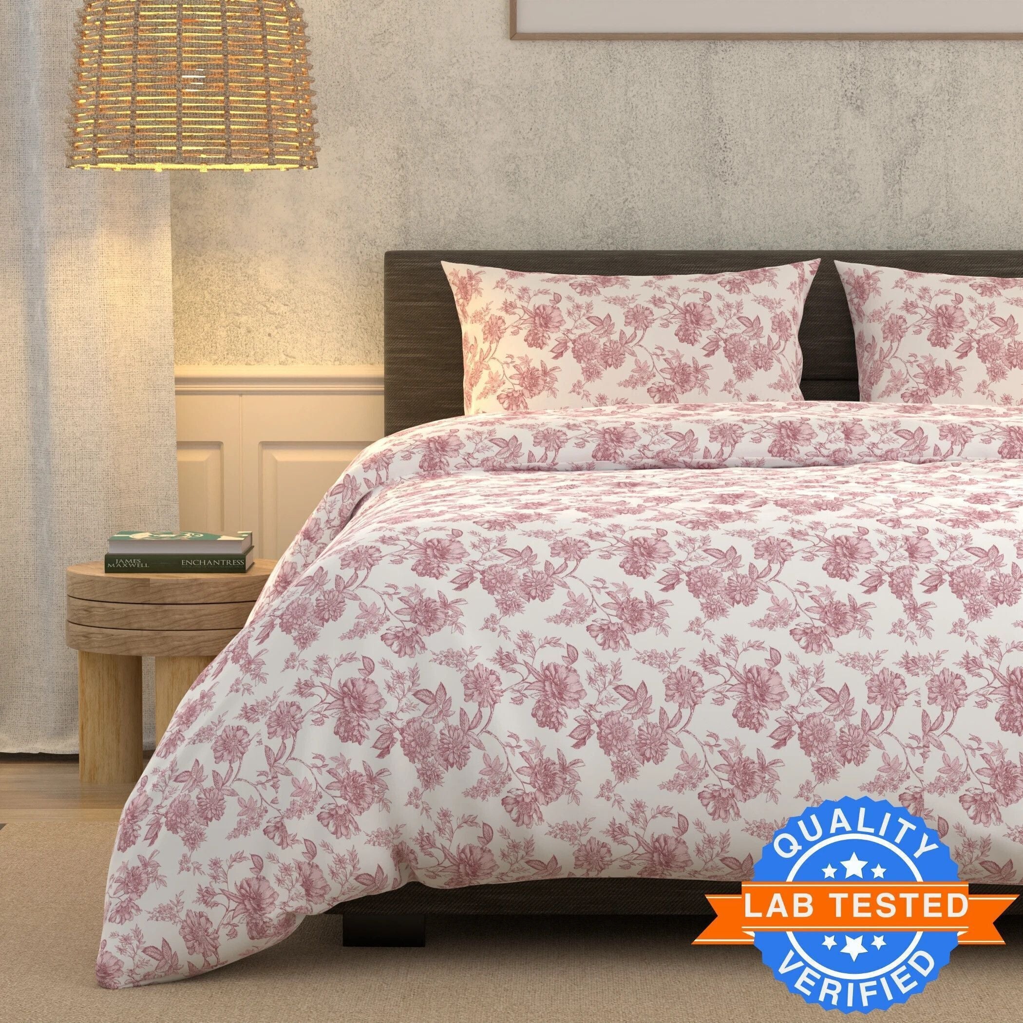 Cotton Super King Flat 180 TC Floral Bedsheet (Pack of 1, B .Pink)