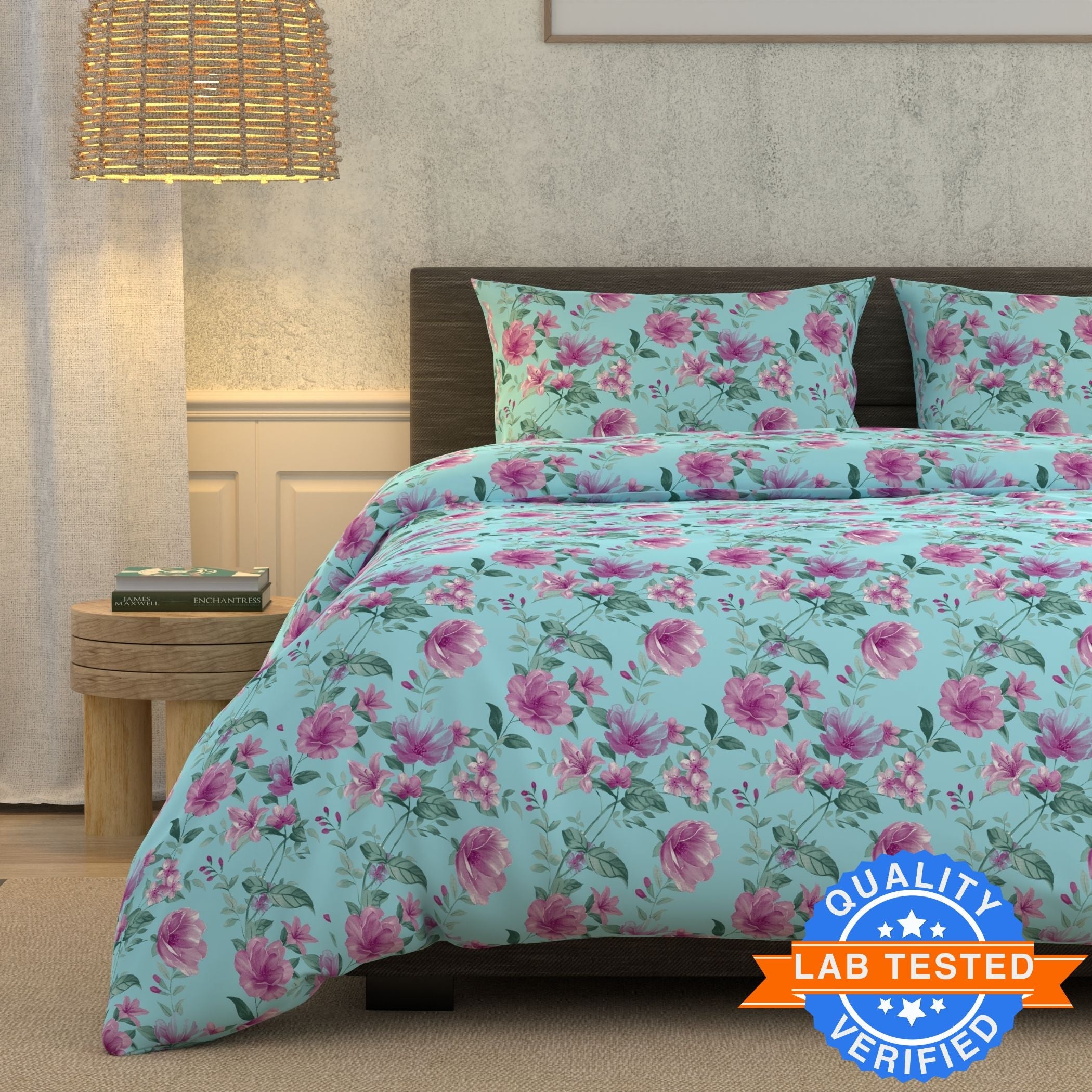 Cotton Super King Flat 180 TC Floral Bedsheet (Pack of 1, Multicolor)