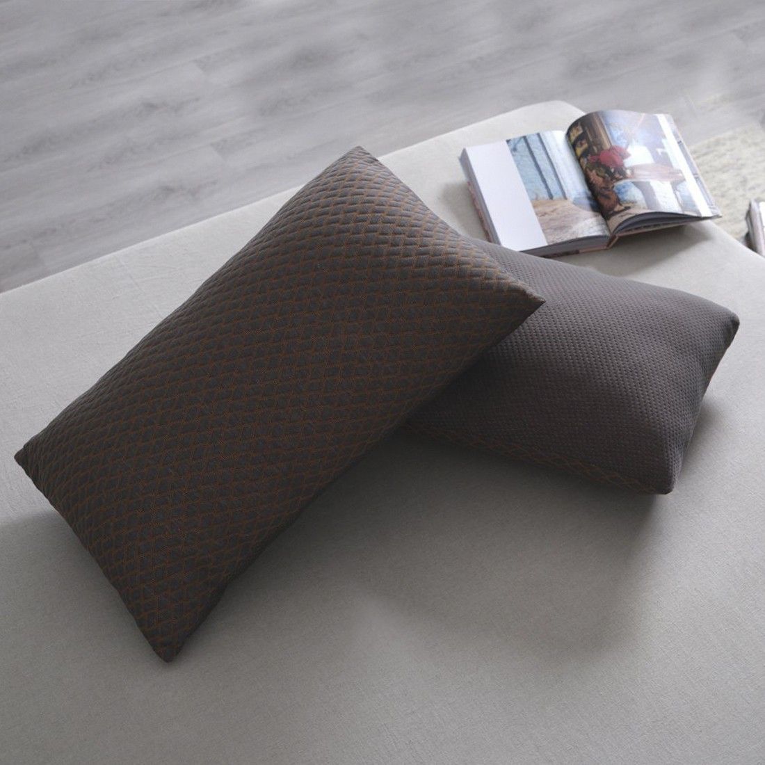 Microfibre Sleeping Pillow Pack of 2 Geometric LUXURY (Brown)