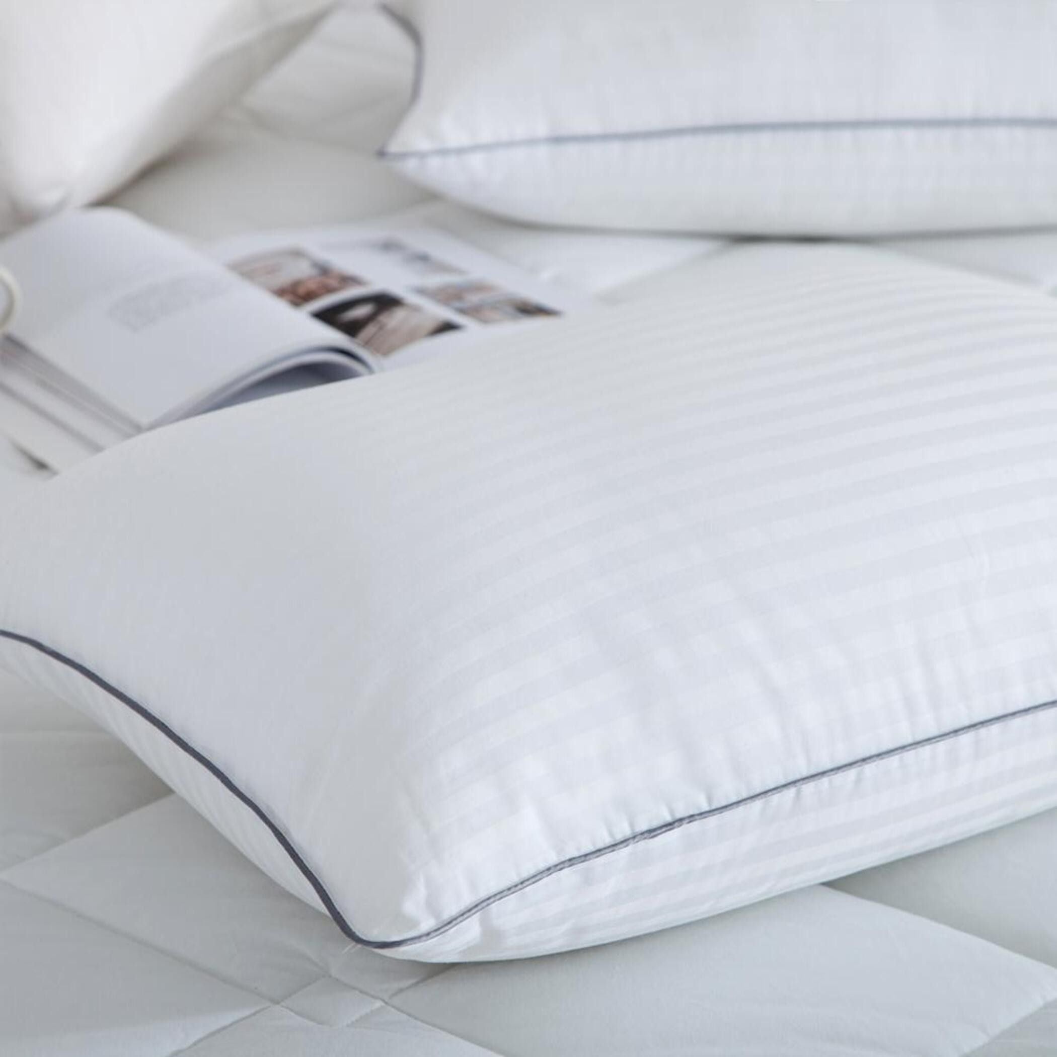 Microfibre Sleeping Pillow Pack of 2 Stripes (White)
