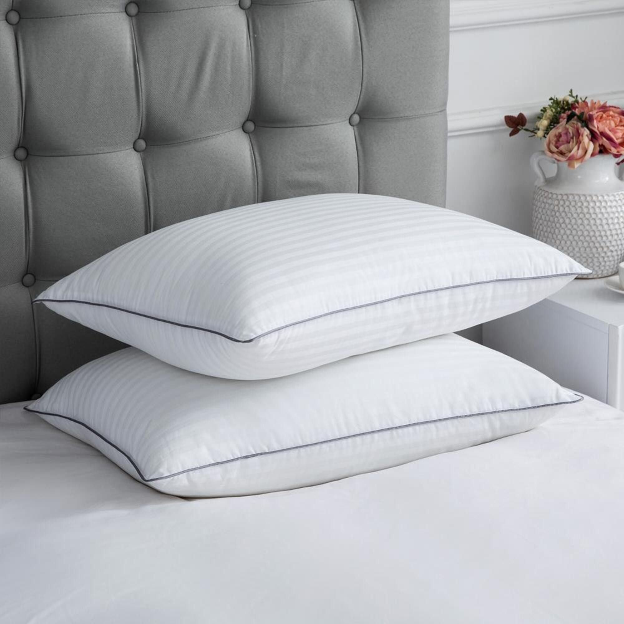 Microfibre Sleeping Pillow Pack of 2 Stripes (White)