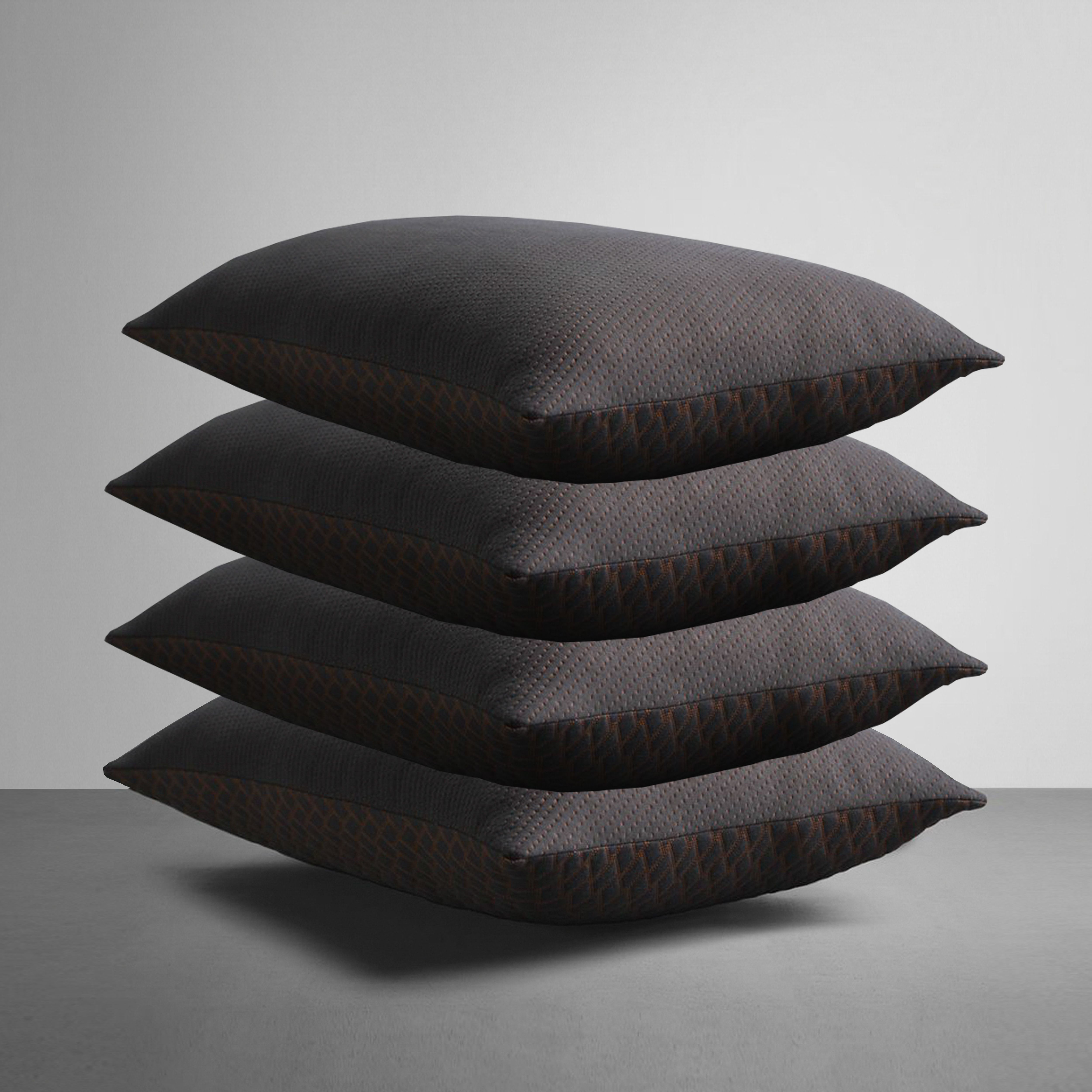 Microfibre Sleeping Pillow Pack of 4 Geometric (Brown)