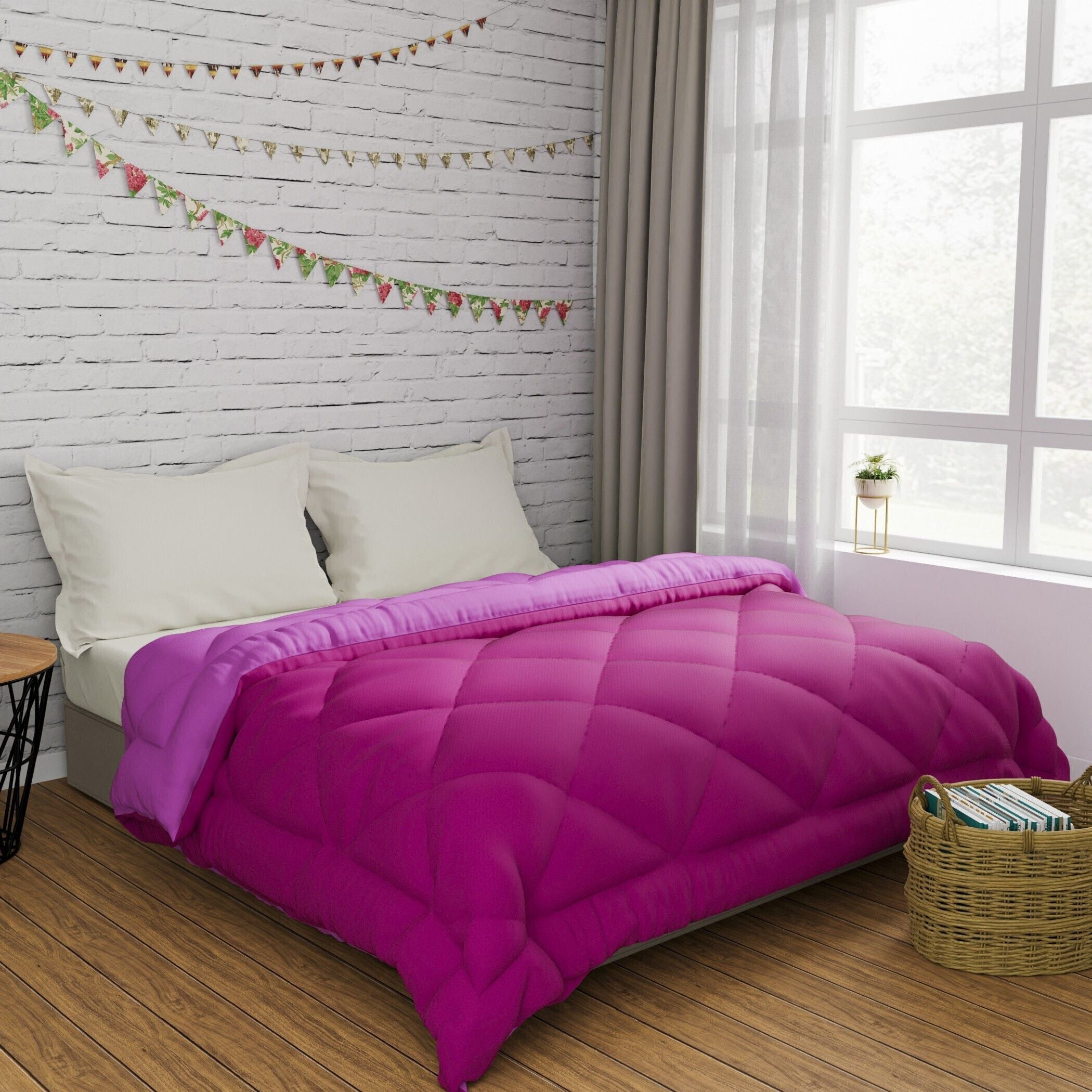 Solid Double Comforter for  Heavy Winter (Microfiber, Pink)