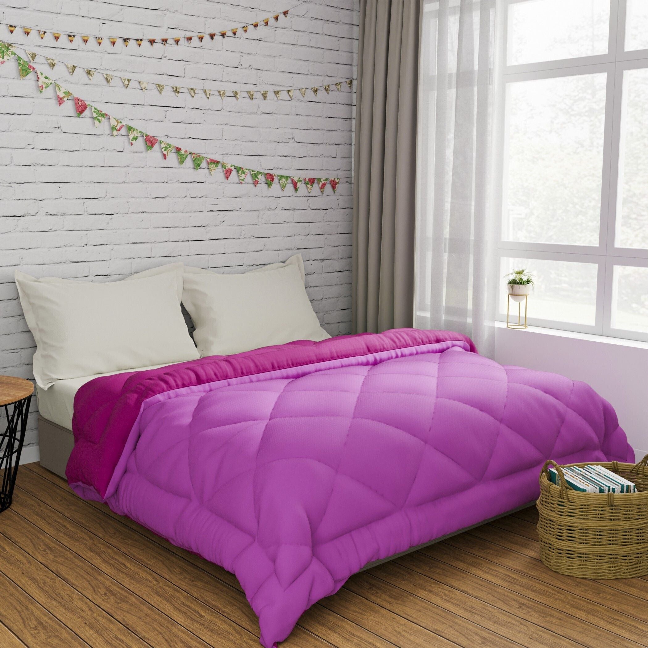Solid Double Comforter for  Heavy Winter (Microfiber, Pink)