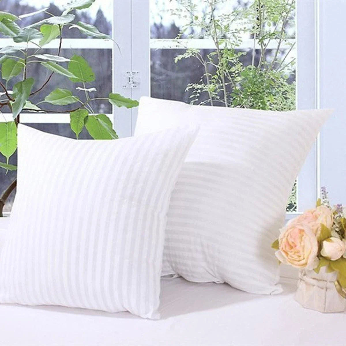 Microfibre Cushion Pack of 2 Stripes (White)