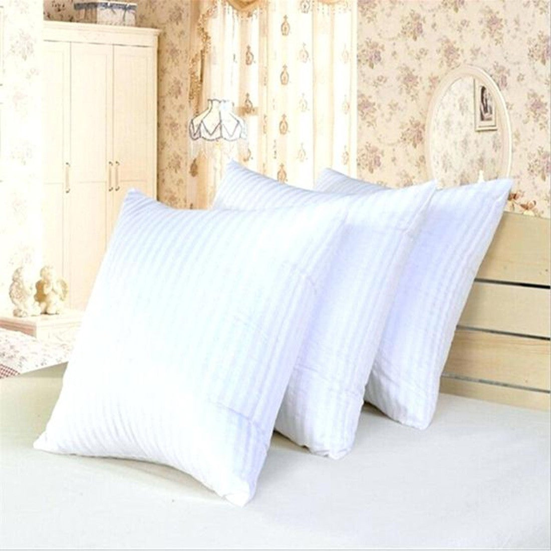 Microfibre Cushion Pack of 3 Stripes (White)