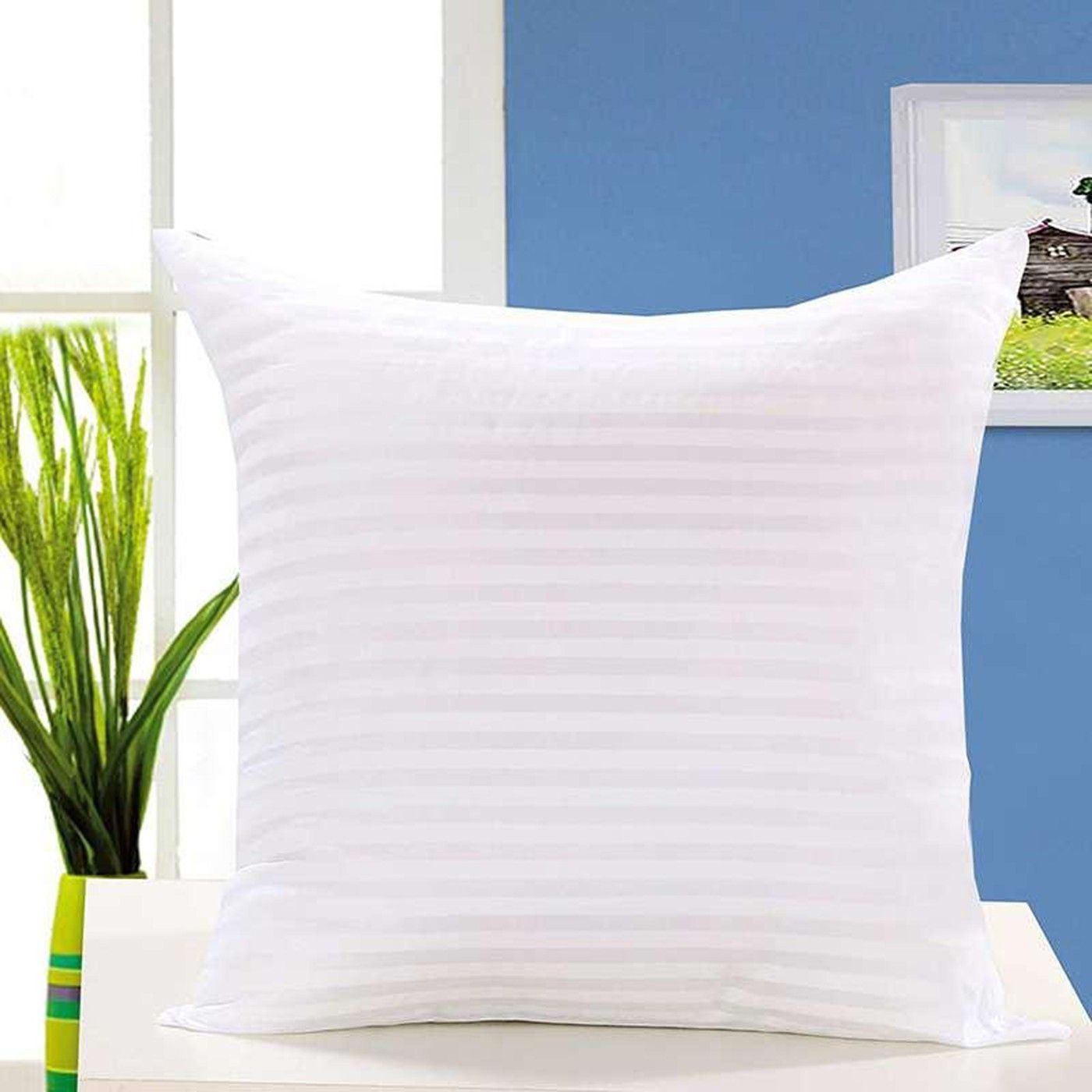 Microfibre Cushion Pack of 3 Stripes (White)