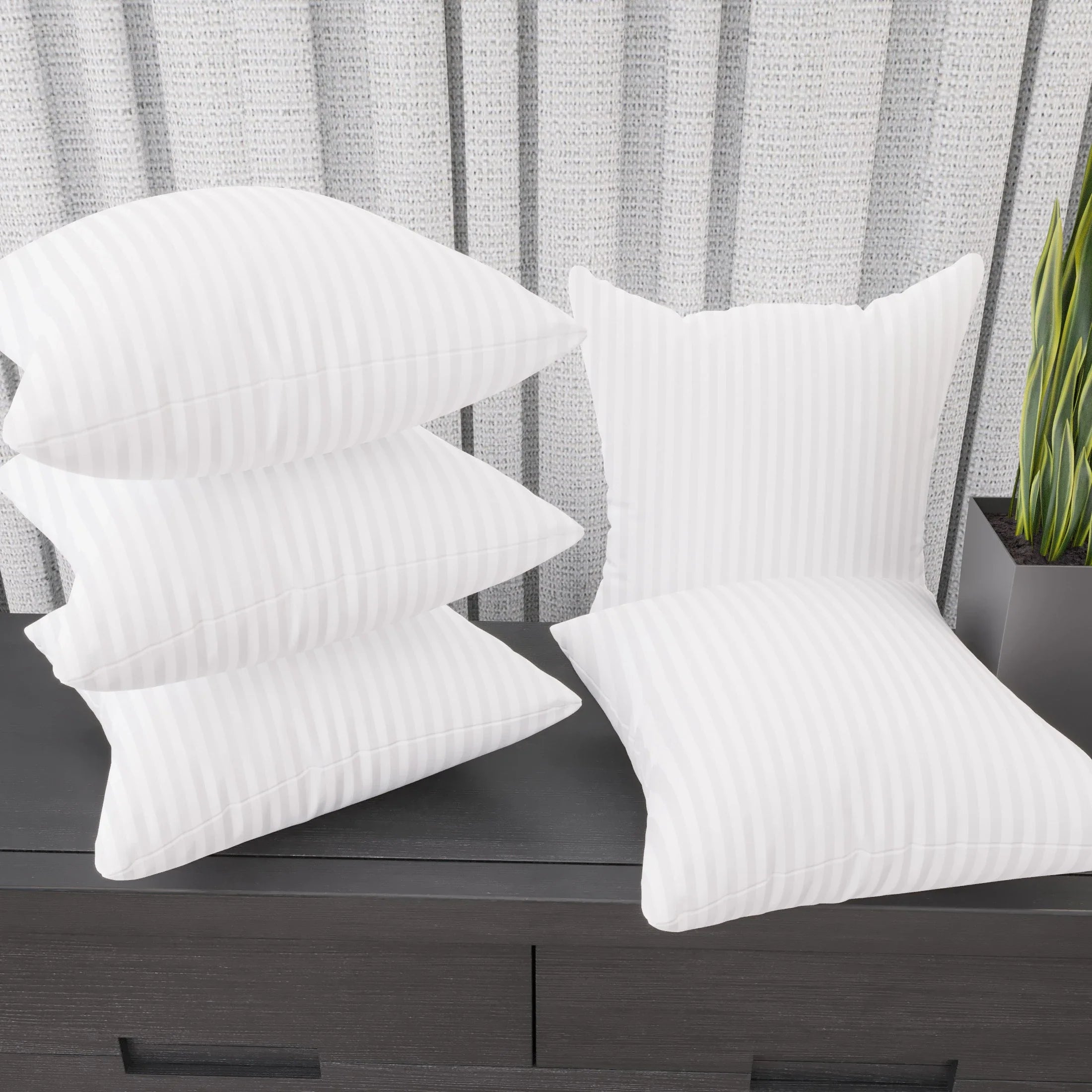 Microfibre Cushion Pack of 5 Stripes Luxury (White)
