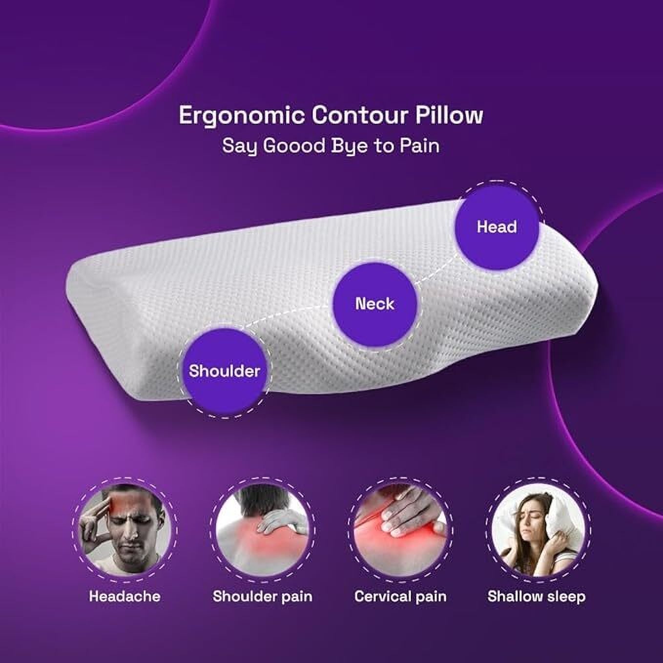 Memory Foam Sleeping Pillow Pack of 1 Solid Cool Gel Contour Cervical for Neck and Shoulder Pain (Cervical)