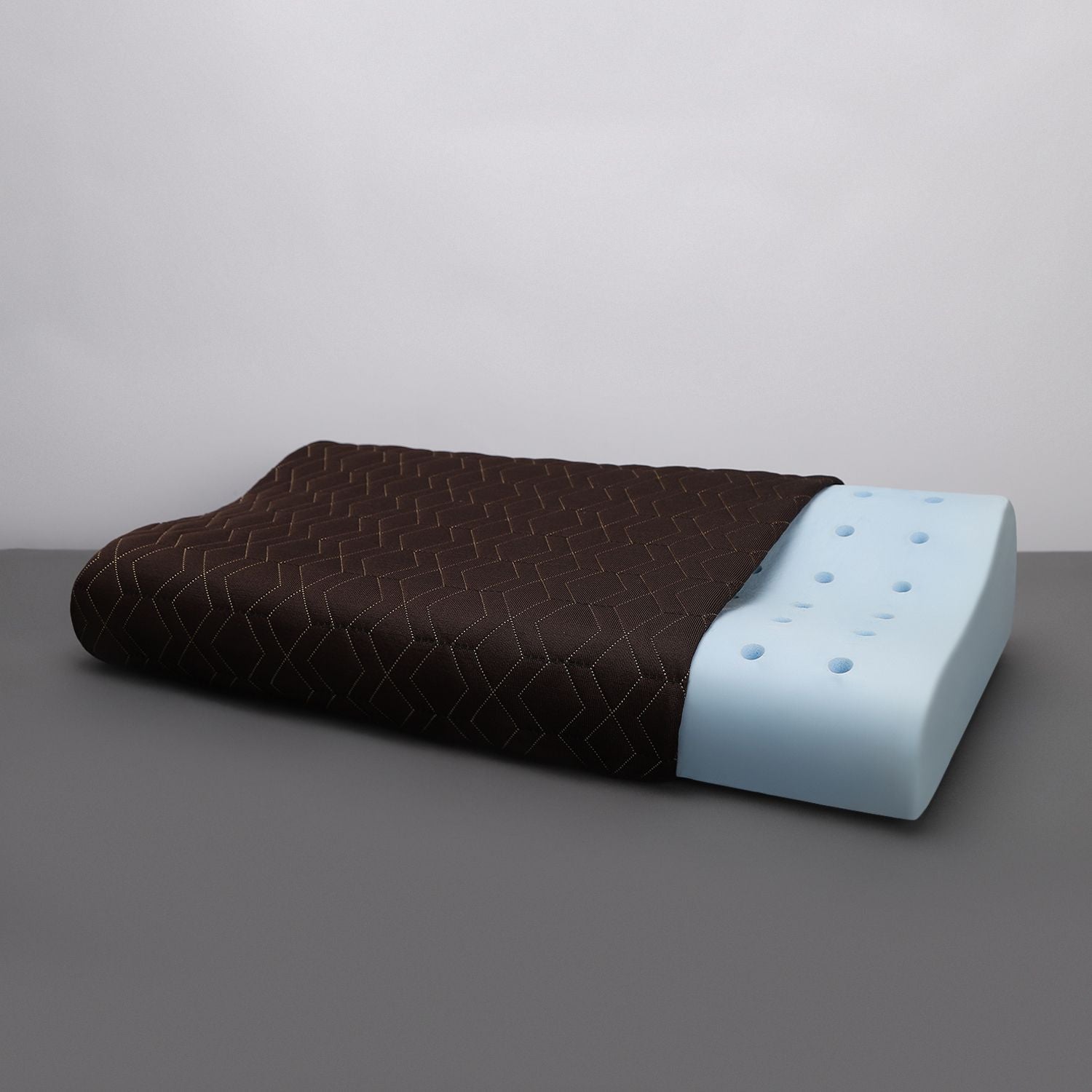 Memory Foam Sleeping Pillow Pack of 1 Geometric Cervical Contour Memory Stomache / Side Sleepers / Anti-Snoring (Brown)