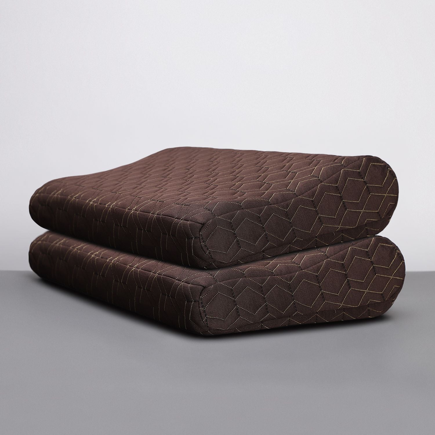 Memory Foam Sleeping Pillow Pack of 2 Geometric Luxury Contour (Brown)