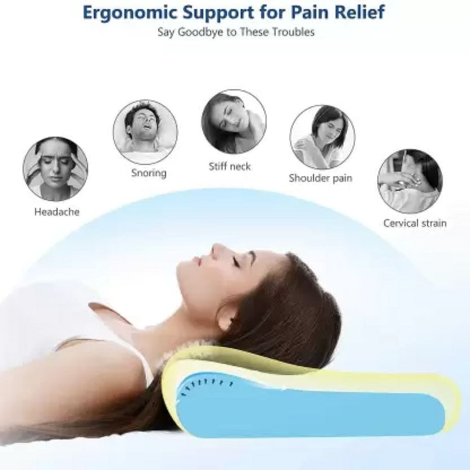 Memory Foam Sleeping Pillow Pack of 1 Geometric Cervical Contour Memory Stomache / Side Sleepers / Anti-Snoring (Grey)