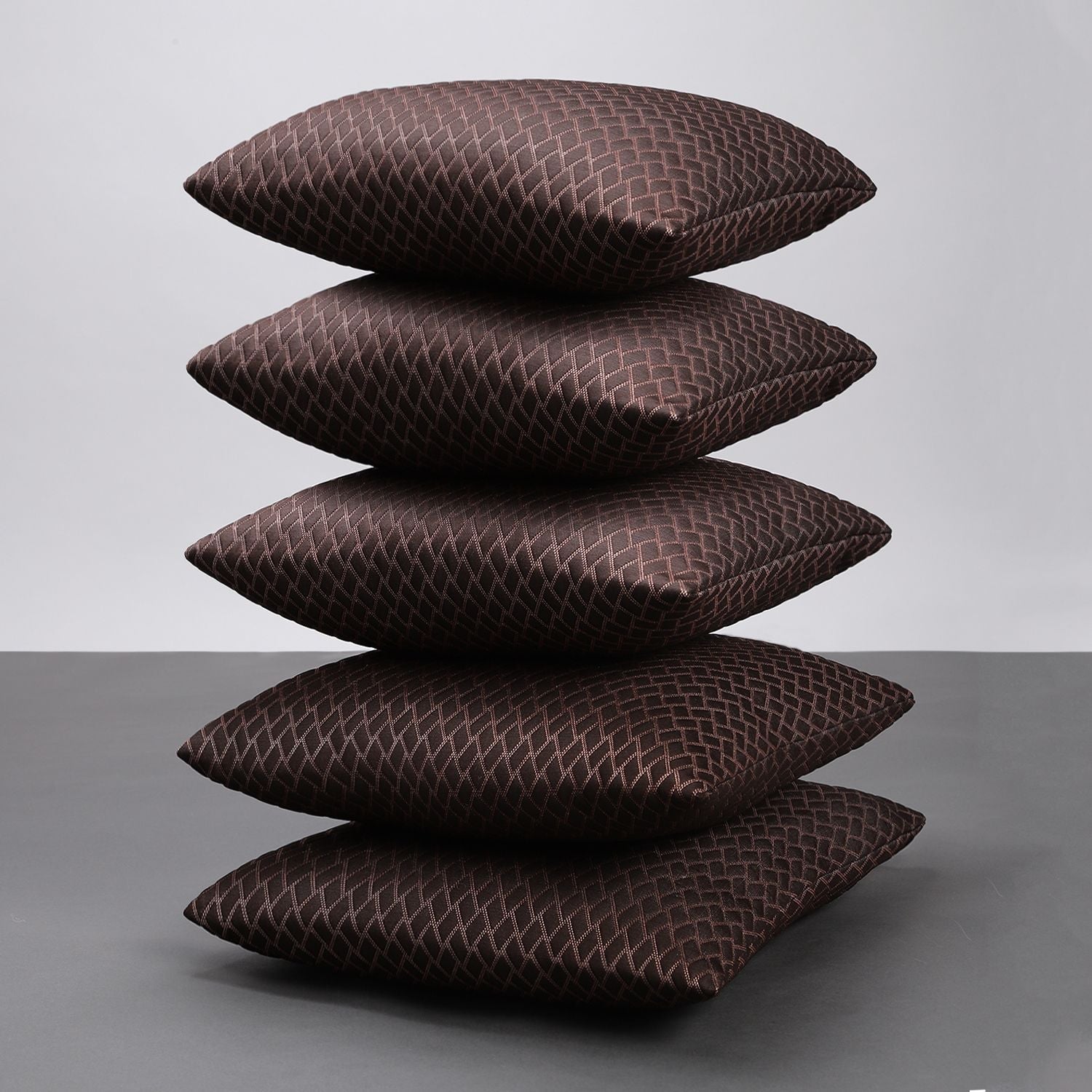 Microfibre Cushion Pack of 5 Geometric LUXURY (D.Brown)
