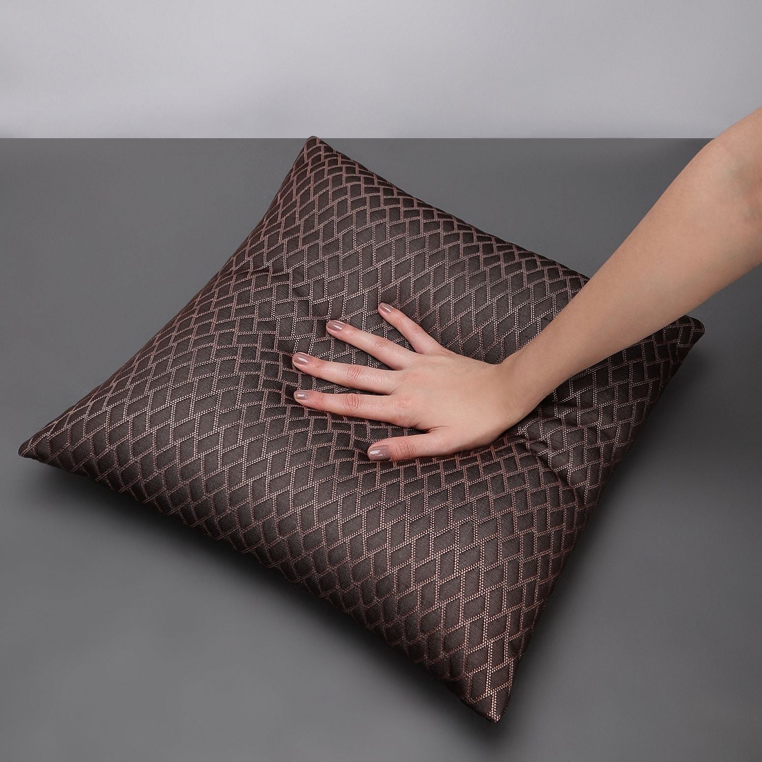 Microfibre Cushion Pack of 5 Geometric LUXURY (D.Brown)