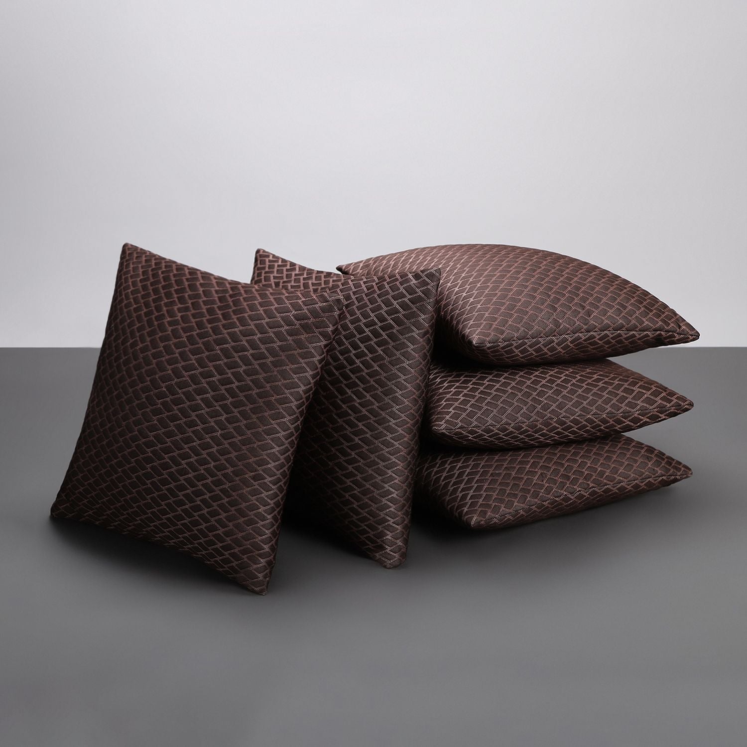 Microfibre Cushion Pack of 5 Geometric LUXURY (D.Brown)