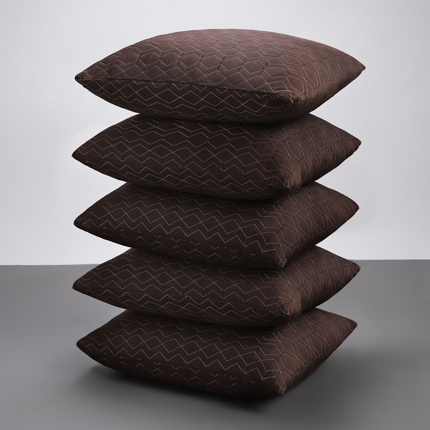 Microfibre Cushion Pack of 5 Geometric LUXURY (Brown)