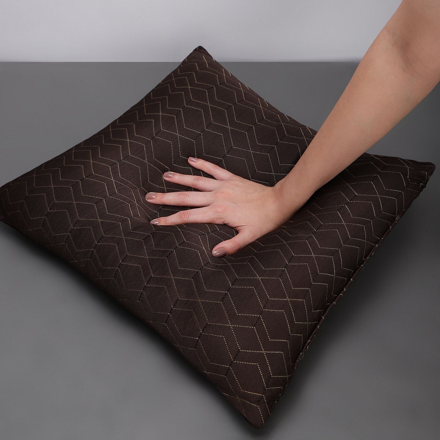 Microfibre Cushion Pack of 5 Geometric LUXURY (Brown)