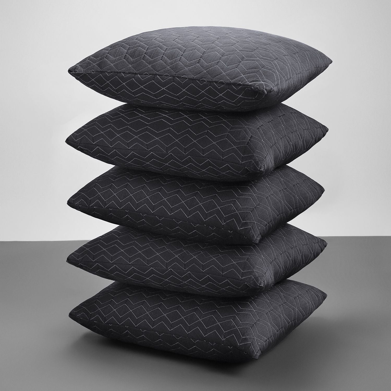 Microfibre Cushion Pack of 5 Geometric LUXURY (Grey)