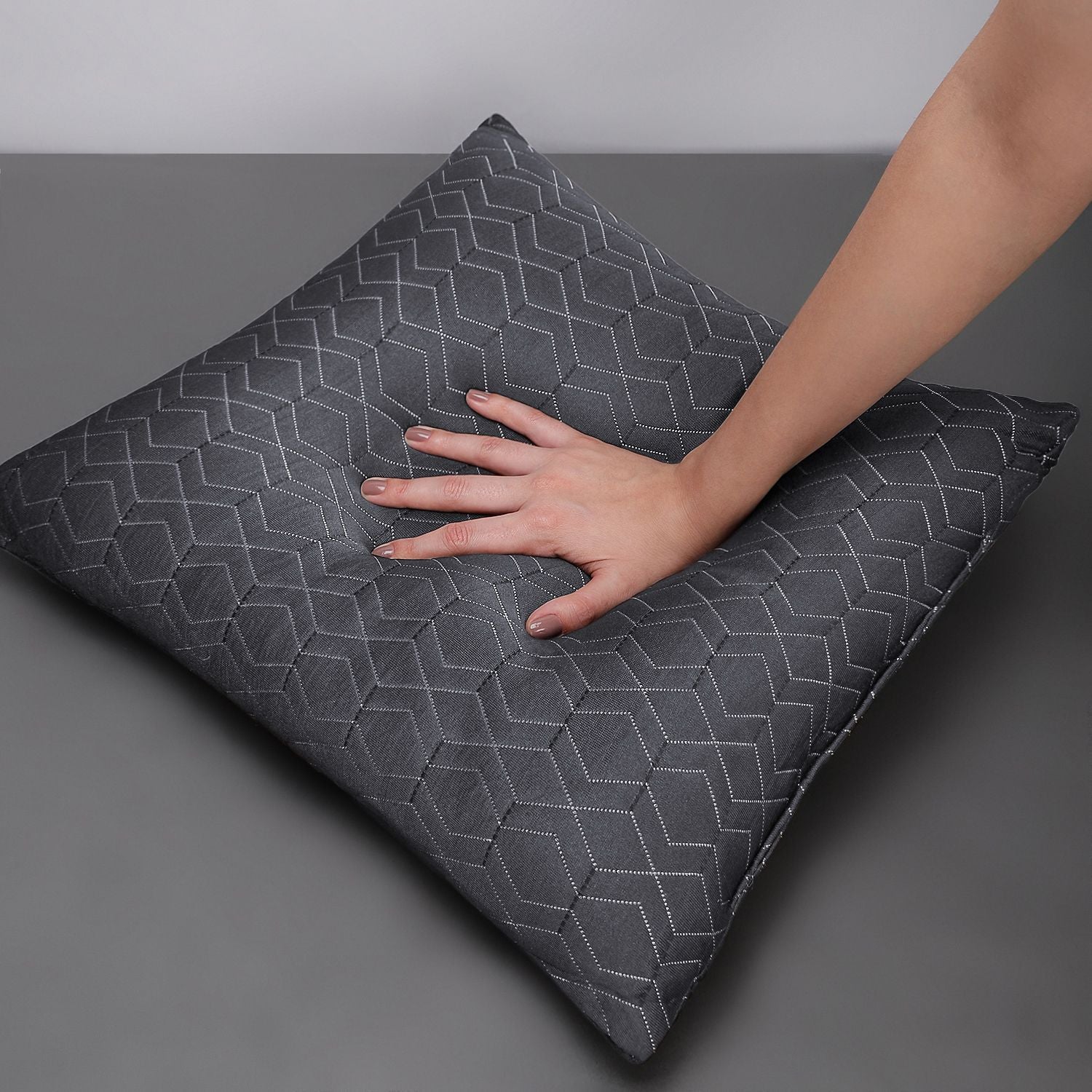Microfibre Cushion Pack of 5 Geometric LUXURY (Grey)