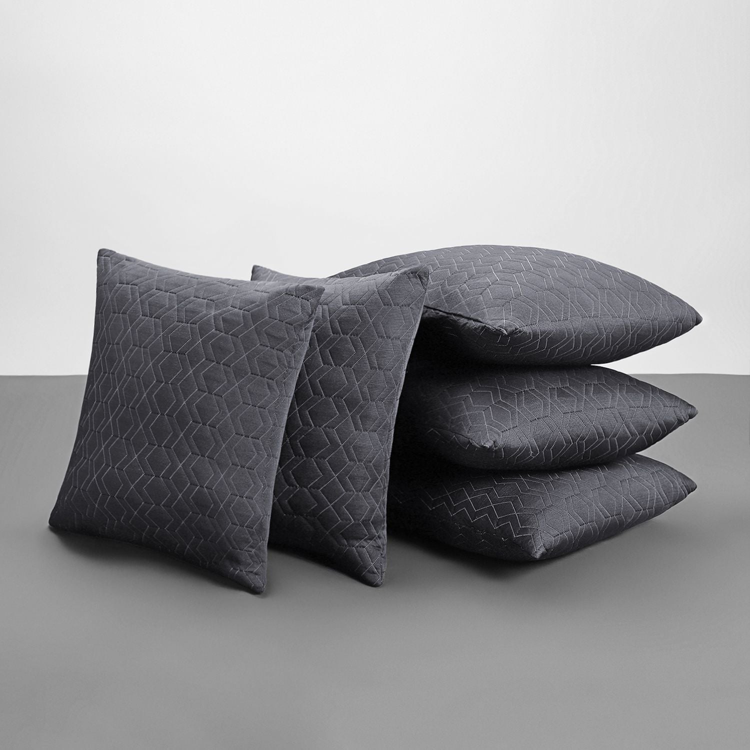 Microfibre Cushion Pack of 5 Geometric LUXURY (Grey)