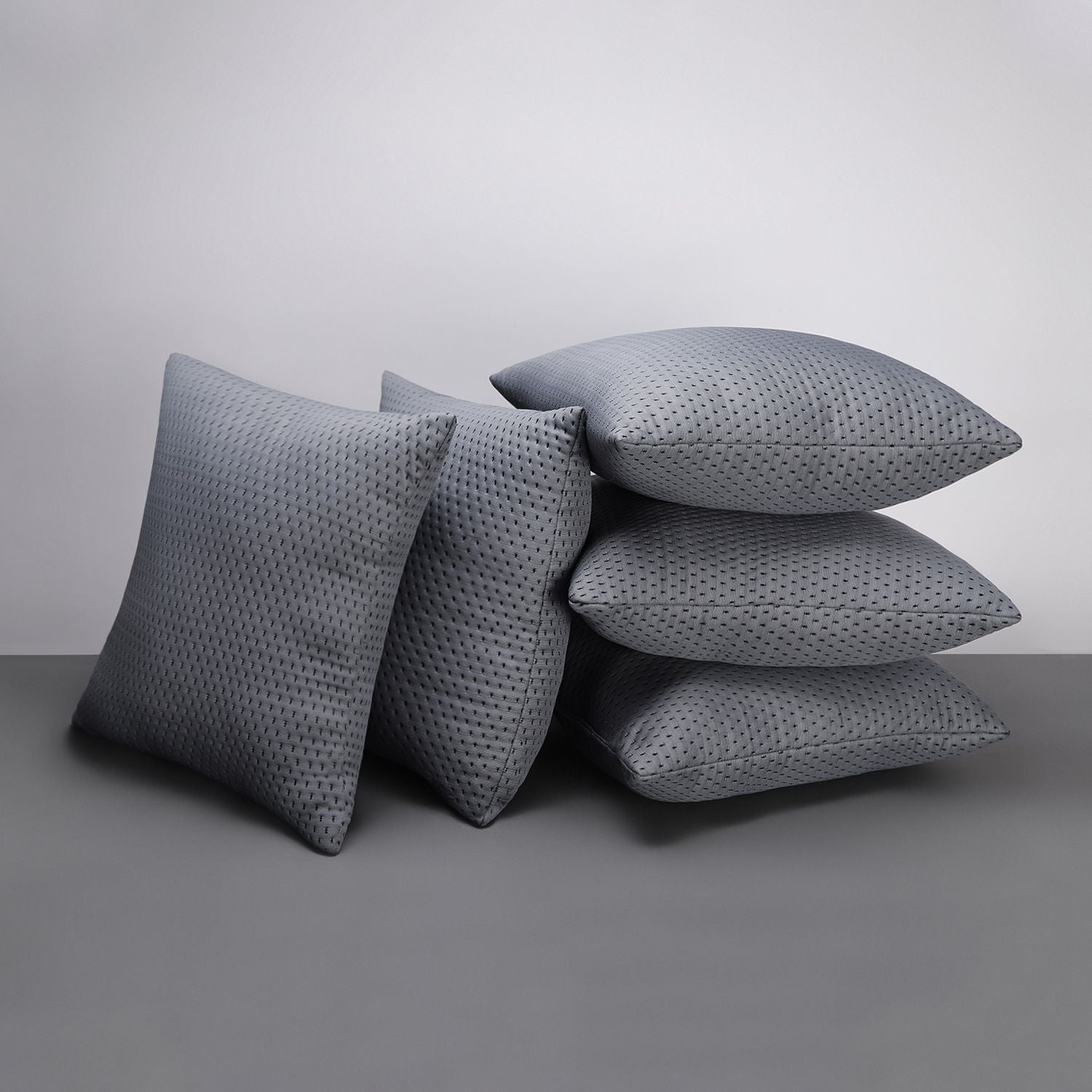 Microfibre Cushion Pack of 5 Geometric LUXURY (Grey. S)
