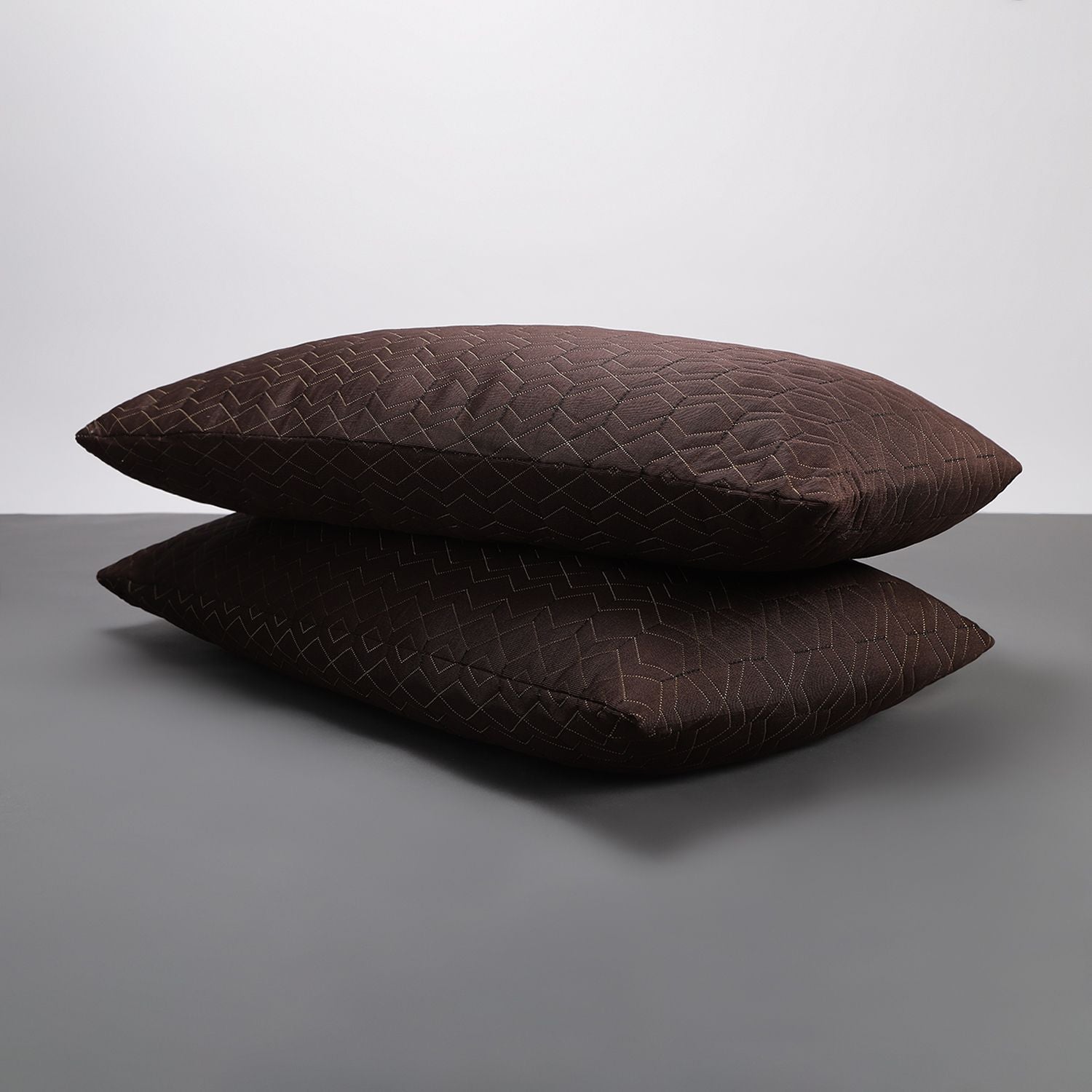 Microfibre Sleeping Pillow Pack of 2 Solid QUILTED (Brown)