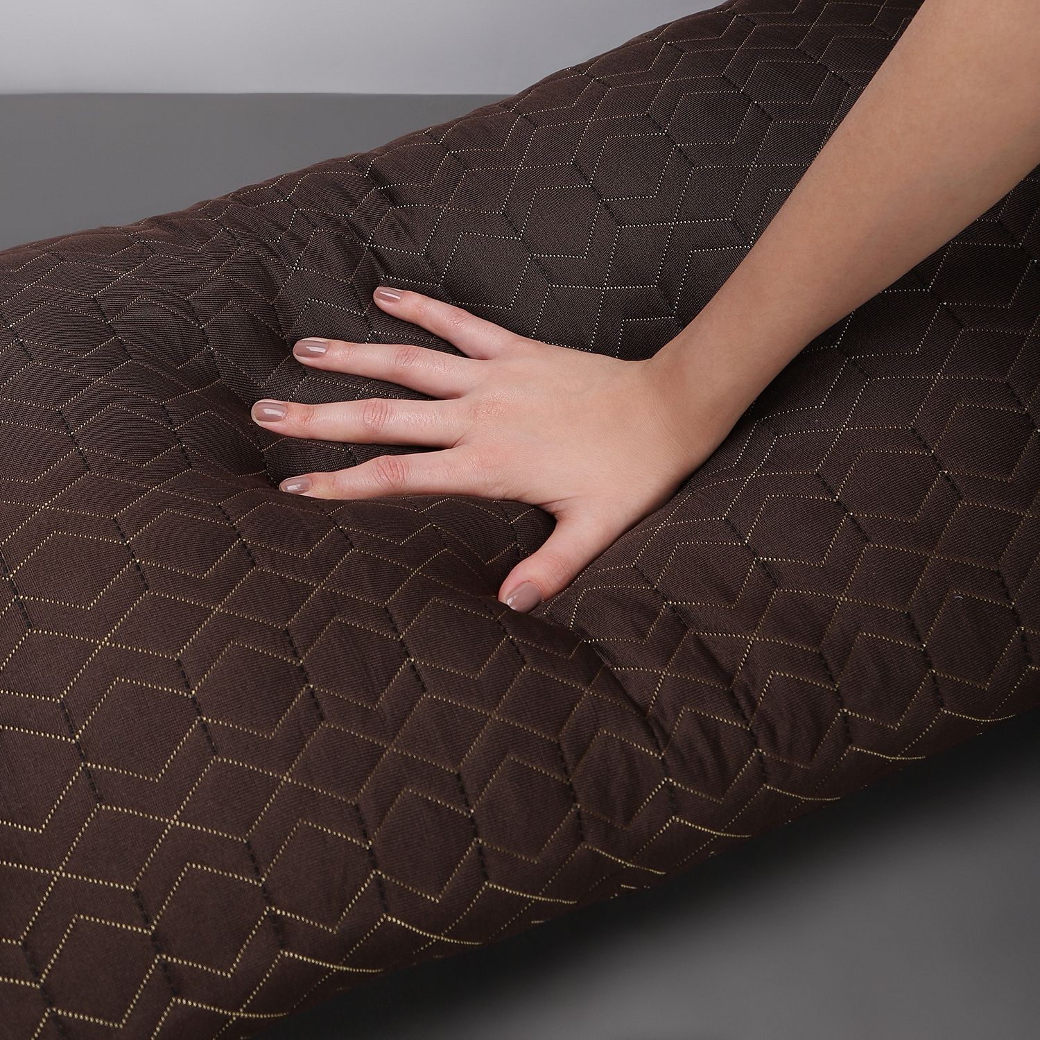Microfibre Sleeping Pillow Pack of 2 Solid QUILTED (Brown)