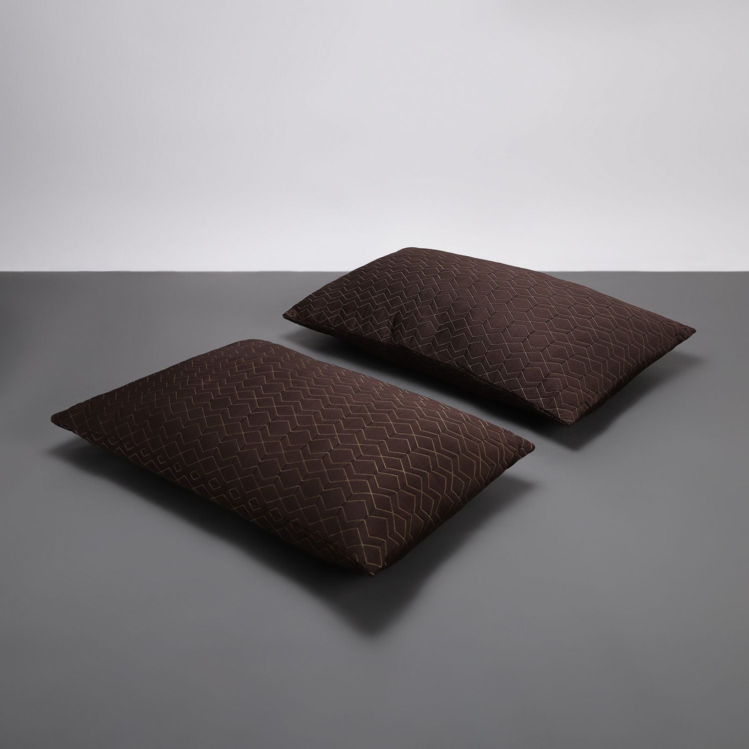 Microfibre Sleeping Pillow Pack of 2 Solid QUILTED (Brown)