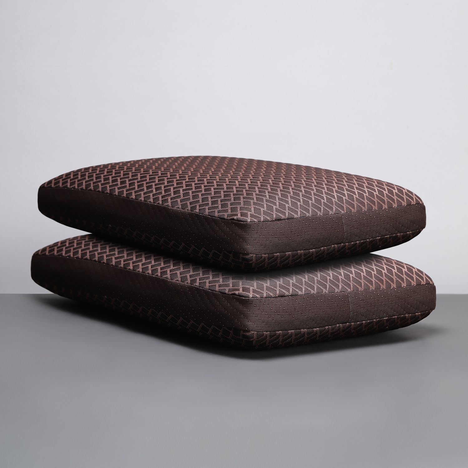 Memory Foam Sleeping Pillow Pack of 2 Geometric Luxury (Brown.S)