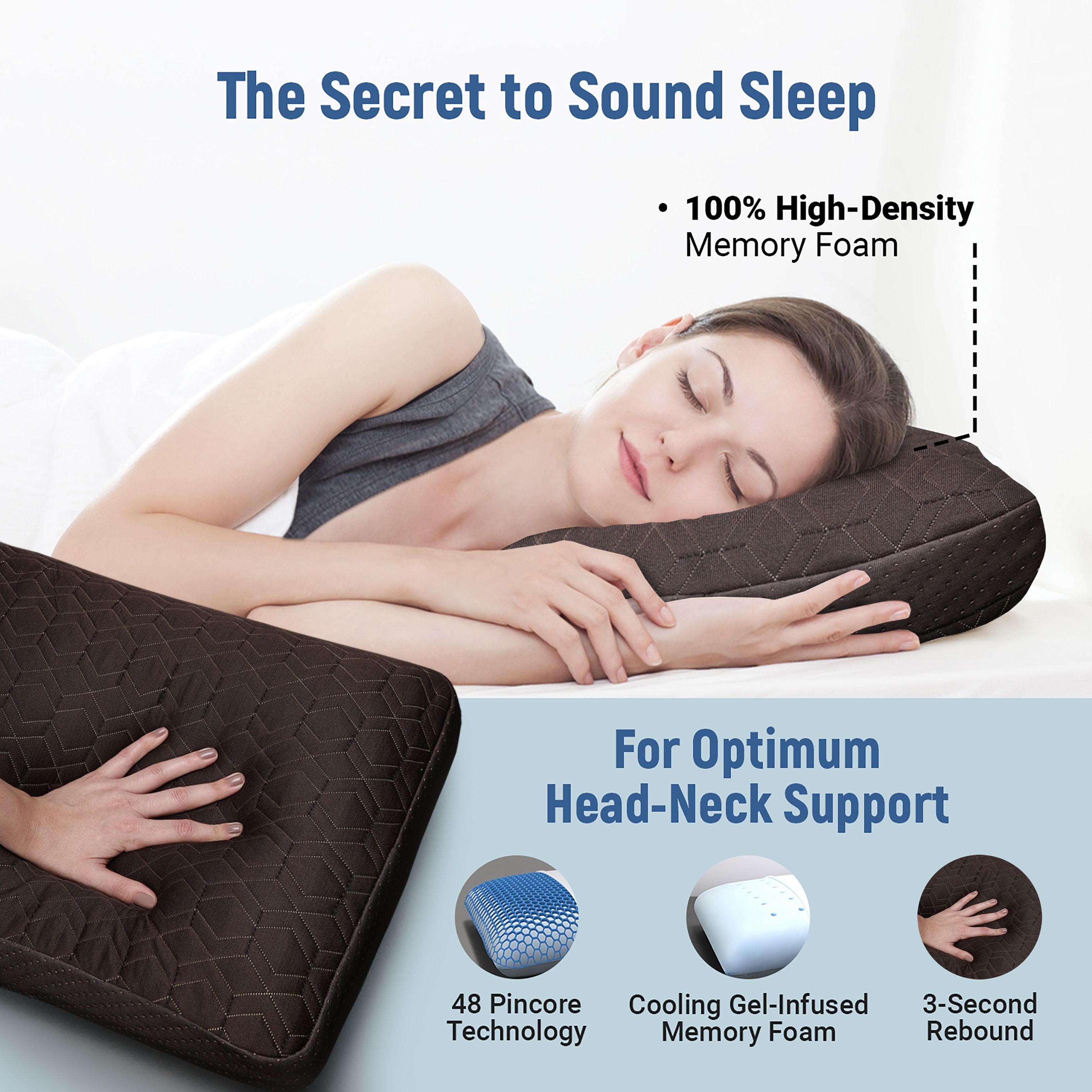 Memory Foam Sleeping Pillow Pack of 1 Geometric Luxury (D.Brown)