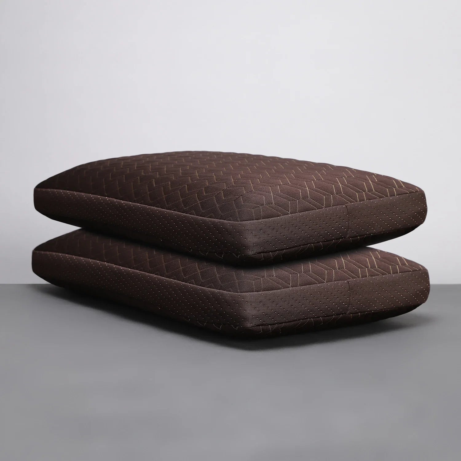 Memory Foam Sleeping Pillow Pack of 2 Geometric Luxury (D.Brown)