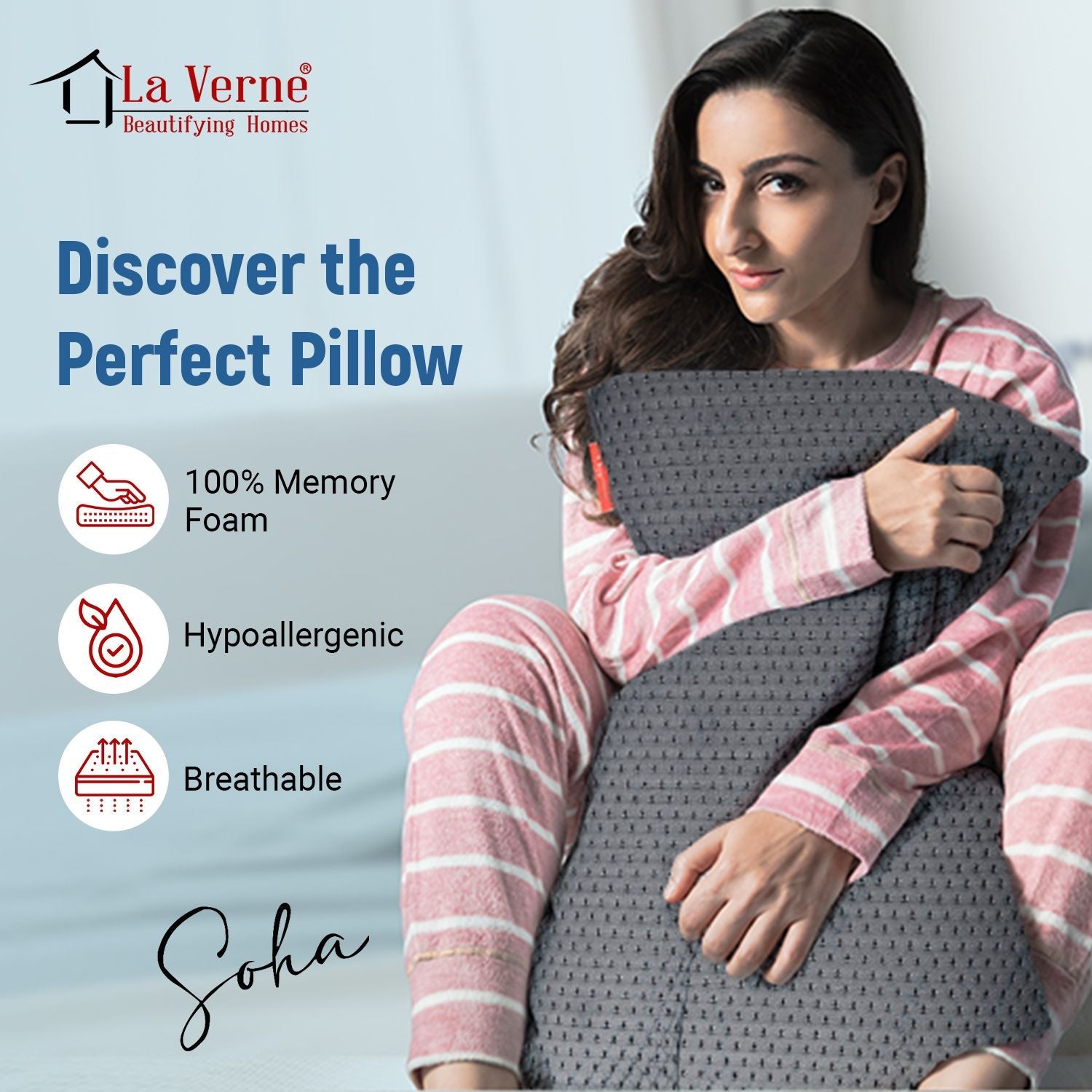 Memory Foam Sleeping Pillow Pack of 2 Geometric Luxury (Grey.W)