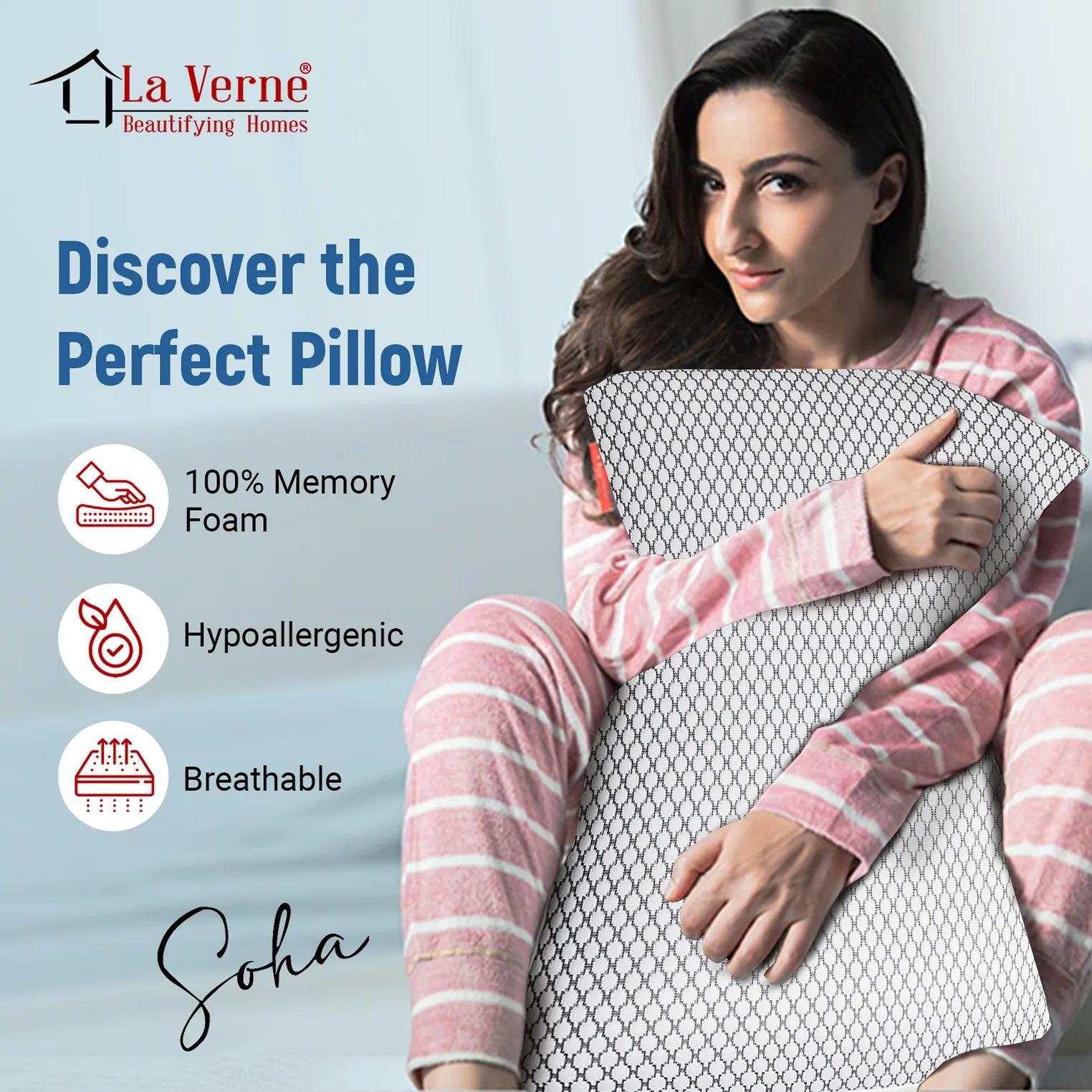 Memory Foam Sleeping Pillow Pack of 1 Geometric Luxury (Silver)