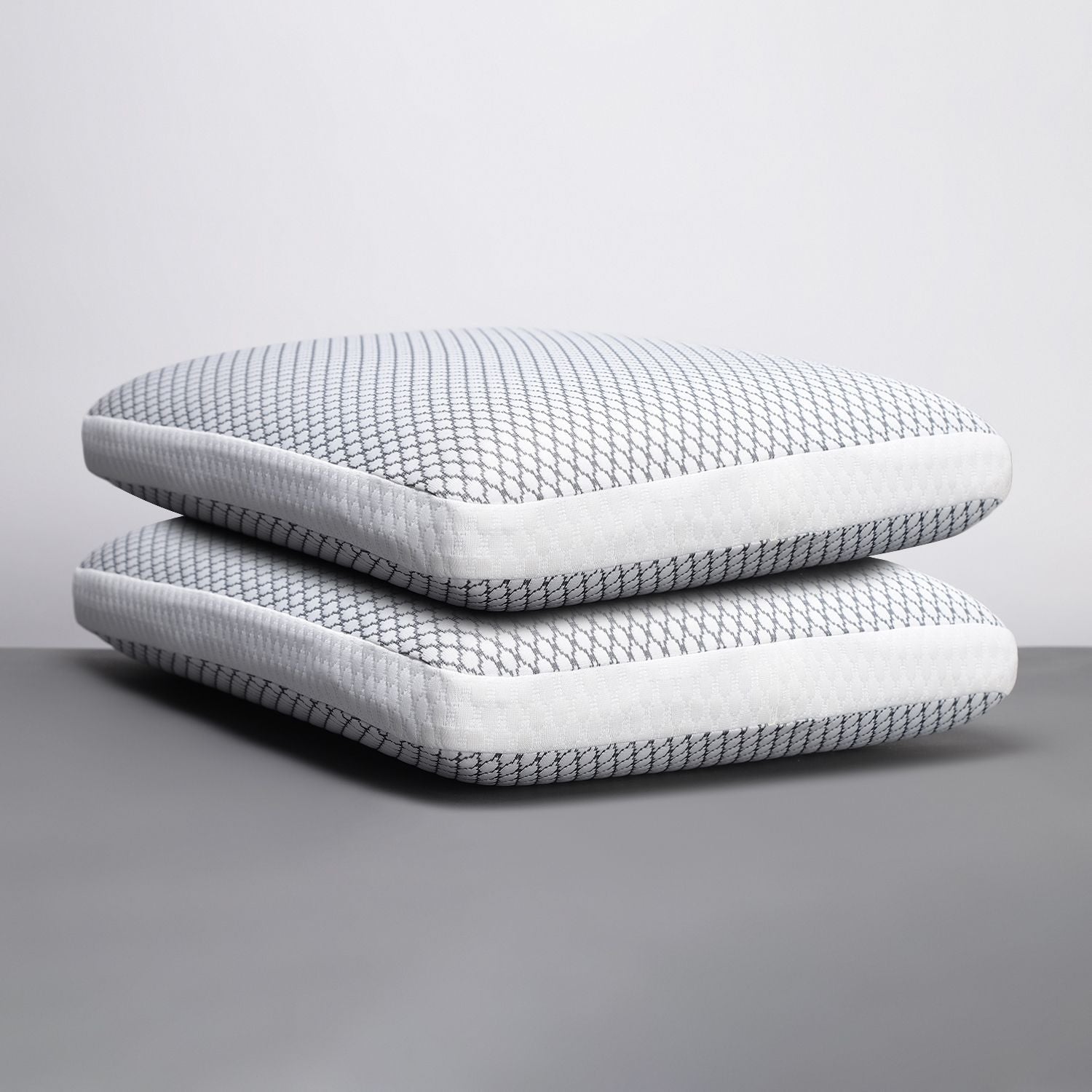 Memory Foam Sleeping Pillow Pack of 2 Geometric Luxury (Silver)