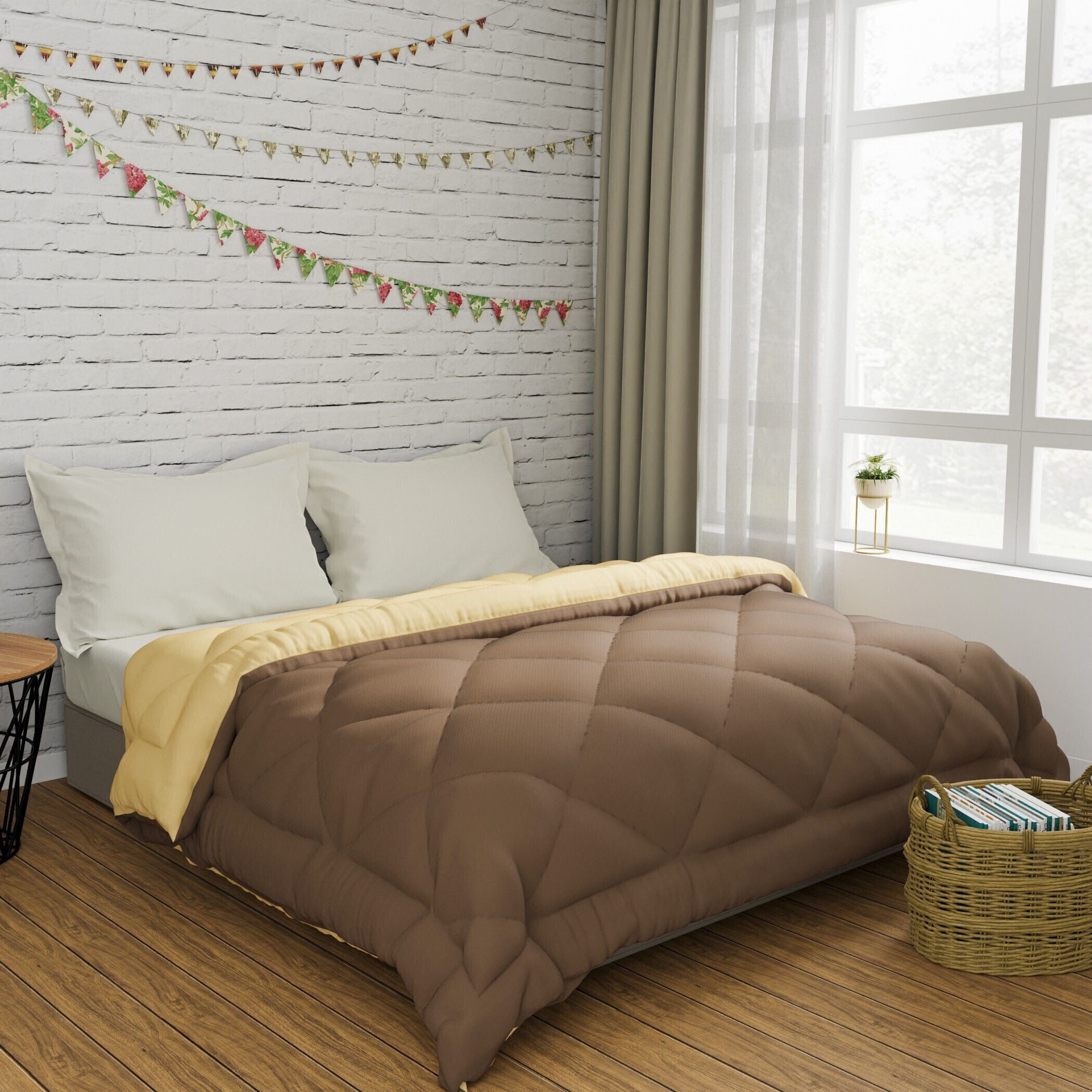 Solid Double Comforter for  Heavy Winter (Microfiber, Brown)