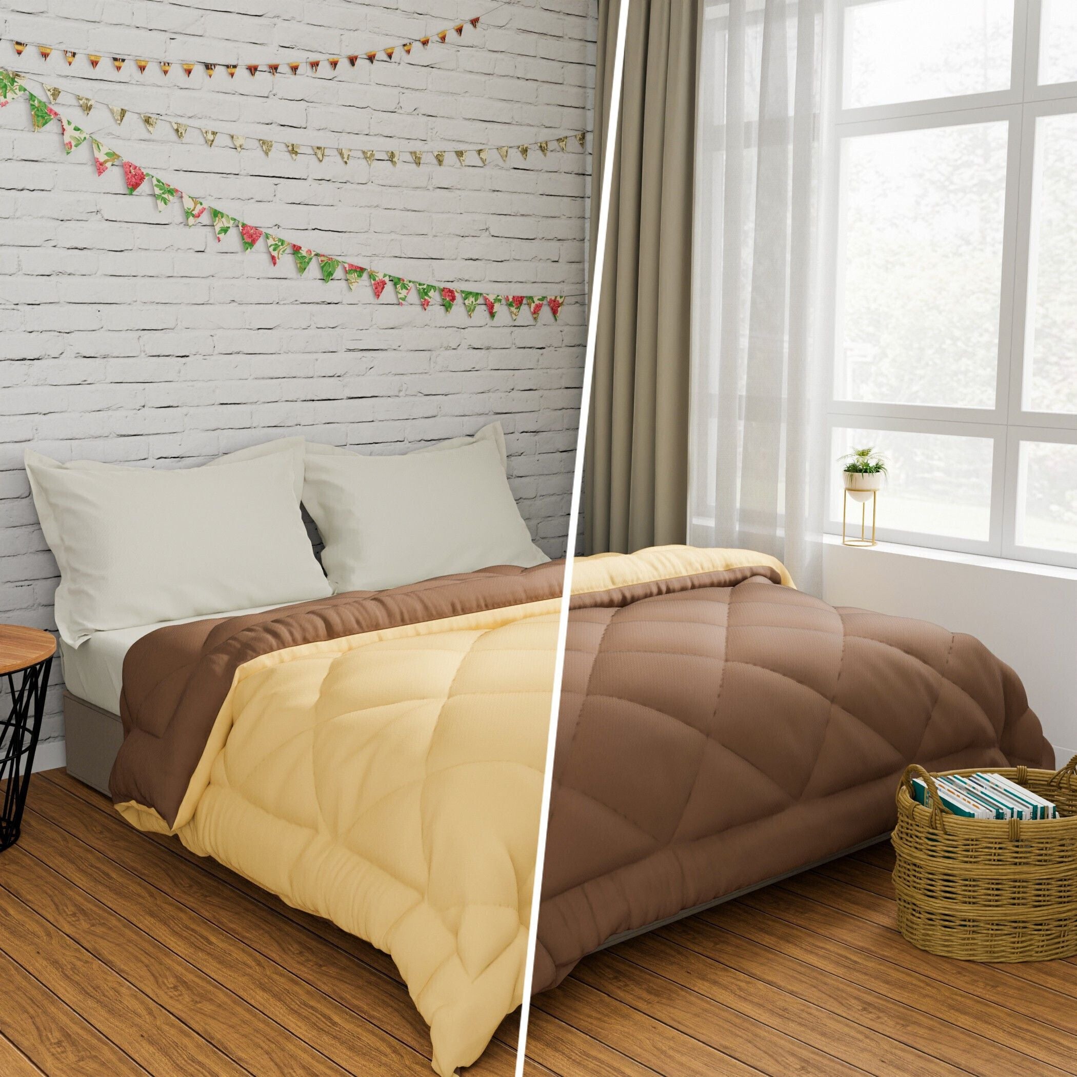 Solid Double Comforter for  Heavy Winter (Microfiber, Brown)