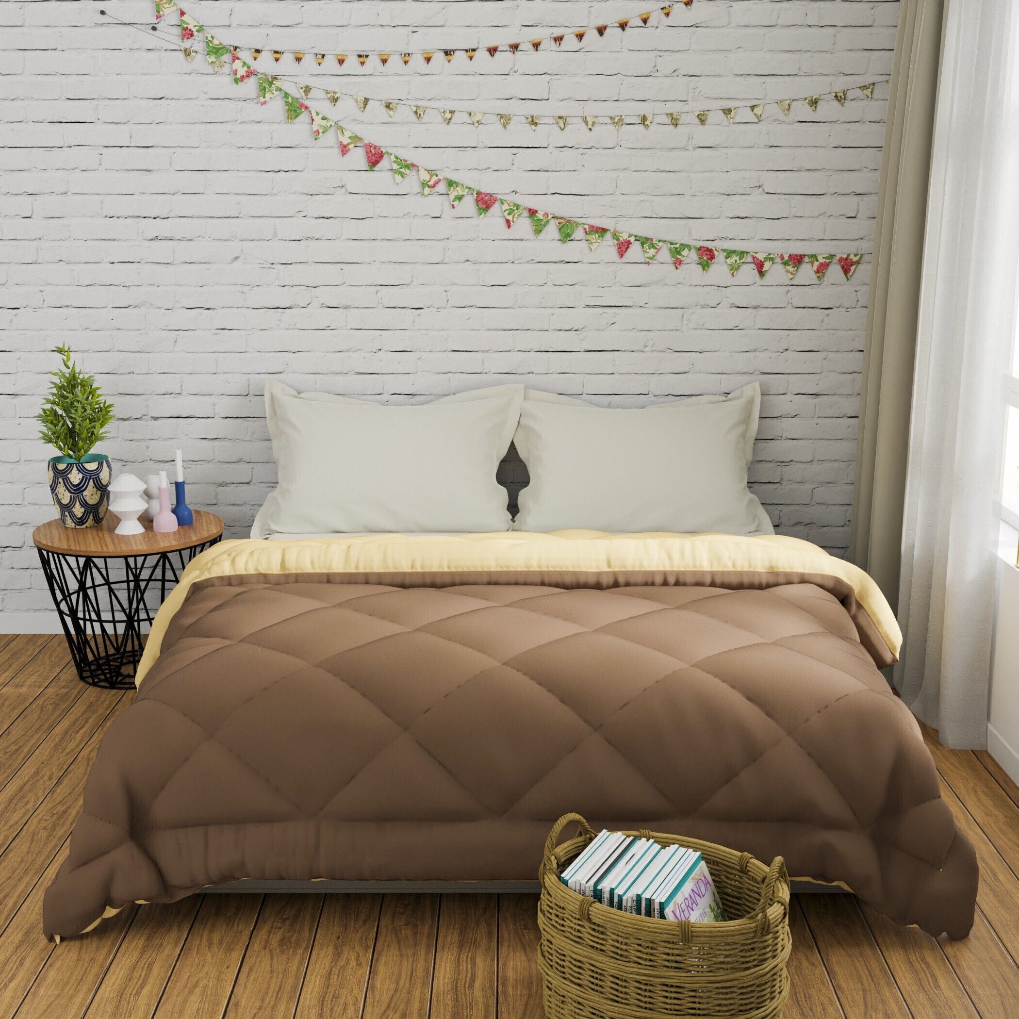 Solid Double Comforter for  Heavy Winter (Microfiber, Brown)