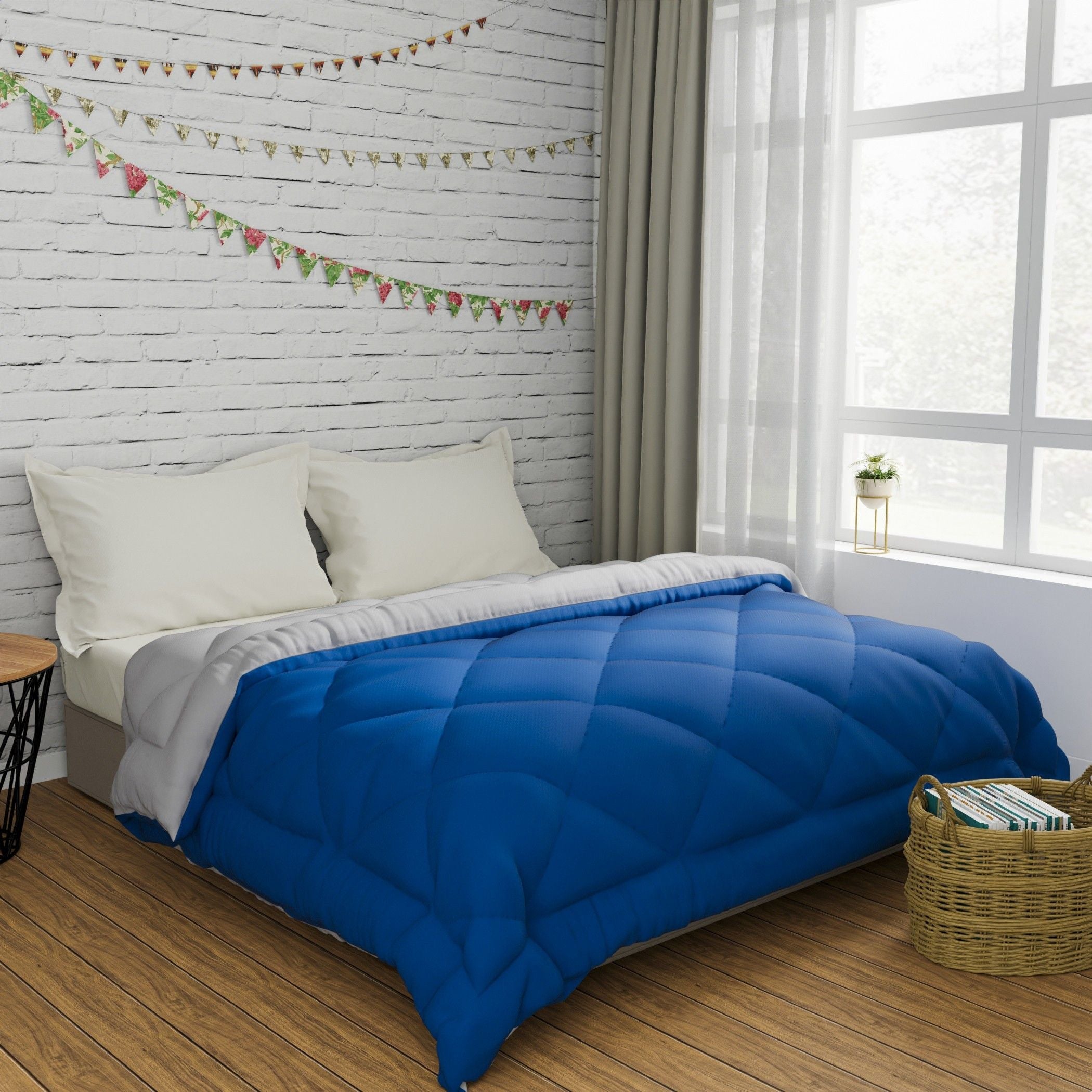 Solid Double Comforter for  Heavy Winter (Microfiber, Grey)