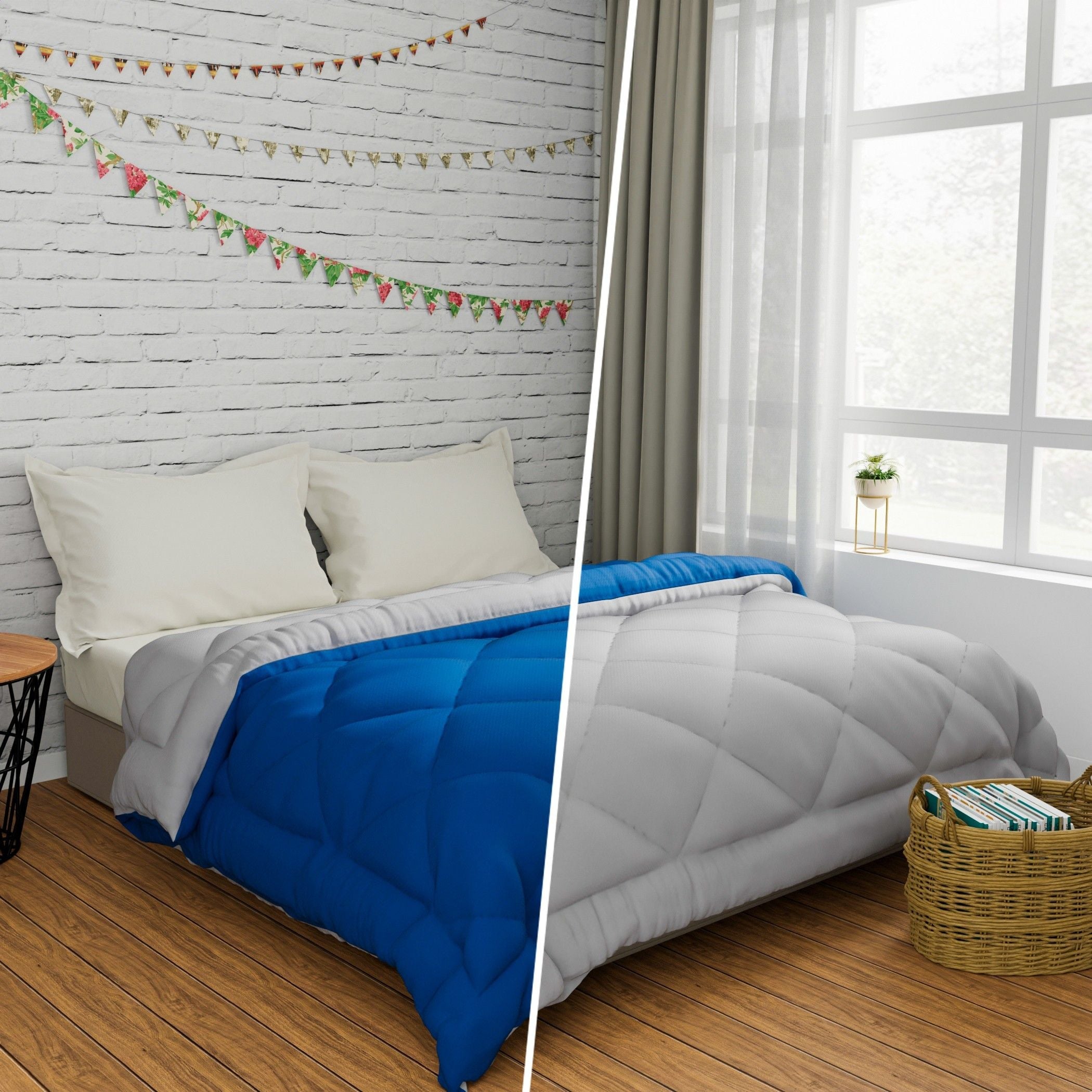 Solid Double Comforter for  Heavy Winter (Microfiber, Grey)