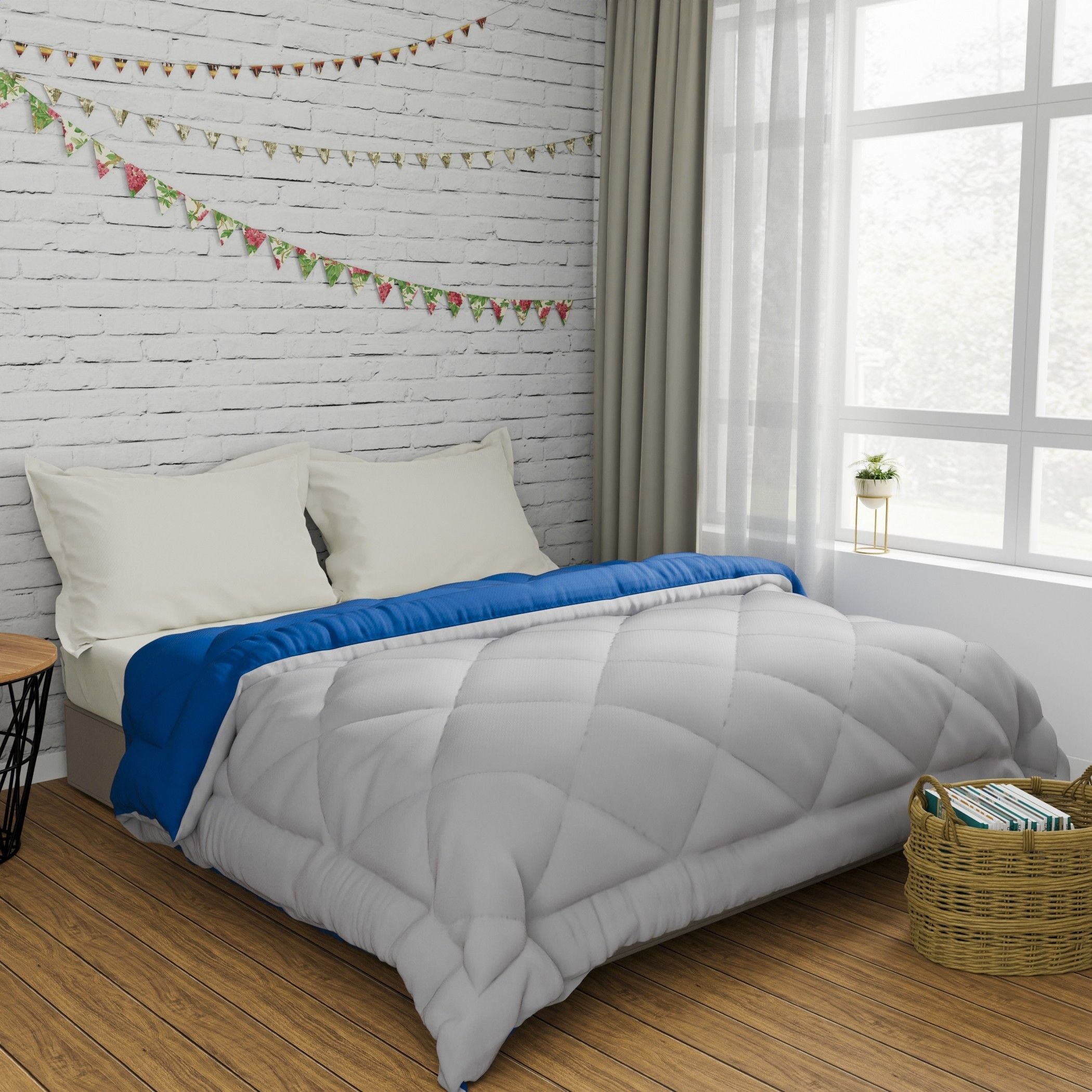 Solid Double Comforter for  Heavy Winter (Microfiber, Grey)