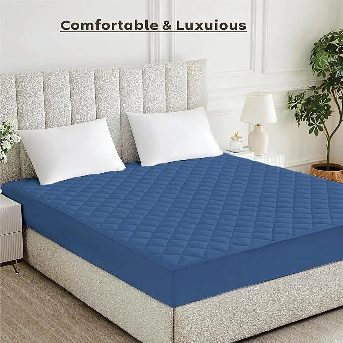Fitted King Size Breathable, Stretchable, Waterproof Mattress Cover (Blue)