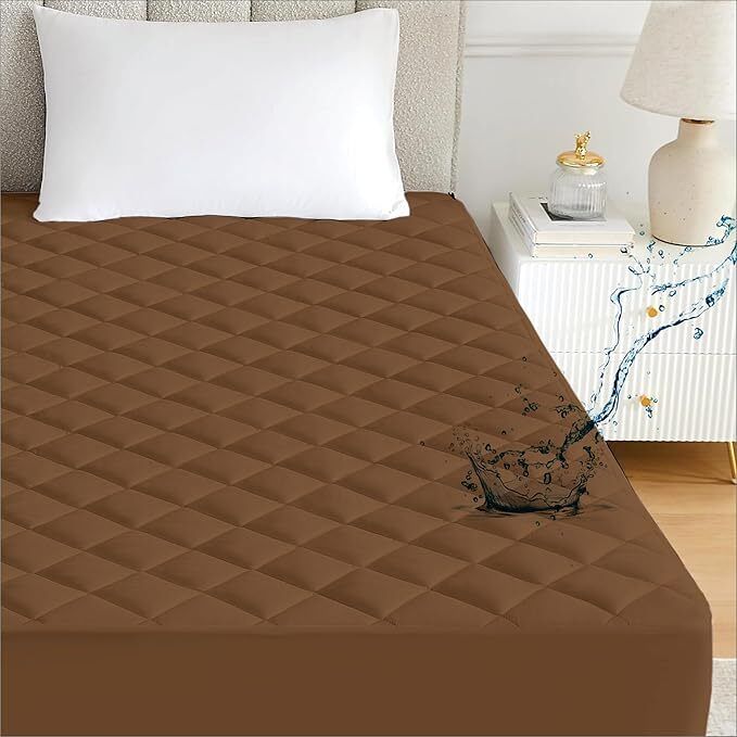 Fitted King Size Breathable, Stretchable, Waterproof Mattress Cover (Brown)