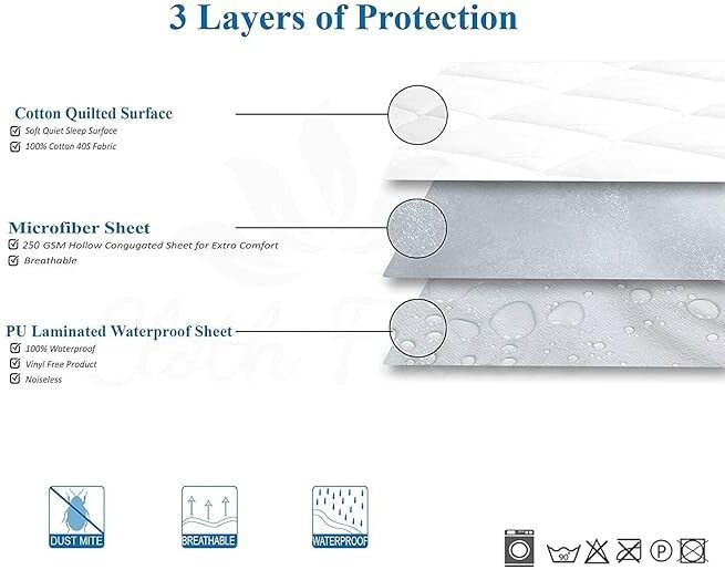 Fitted King Size Breathable, Stretchable, Waterproof Mattress Cover (Brown)