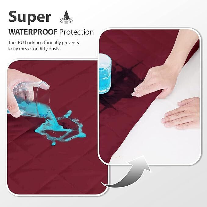 Fitted King Size Breathable, Stretchable, Waterproof Mattress Cover (Maroon)