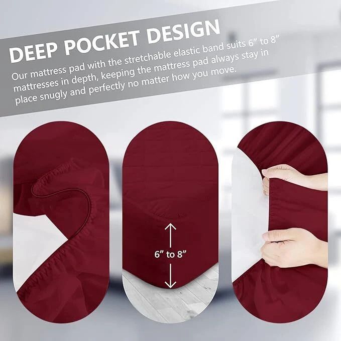 Fitted King Size Breathable, Stretchable, Waterproof Mattress Cover (Maroon)