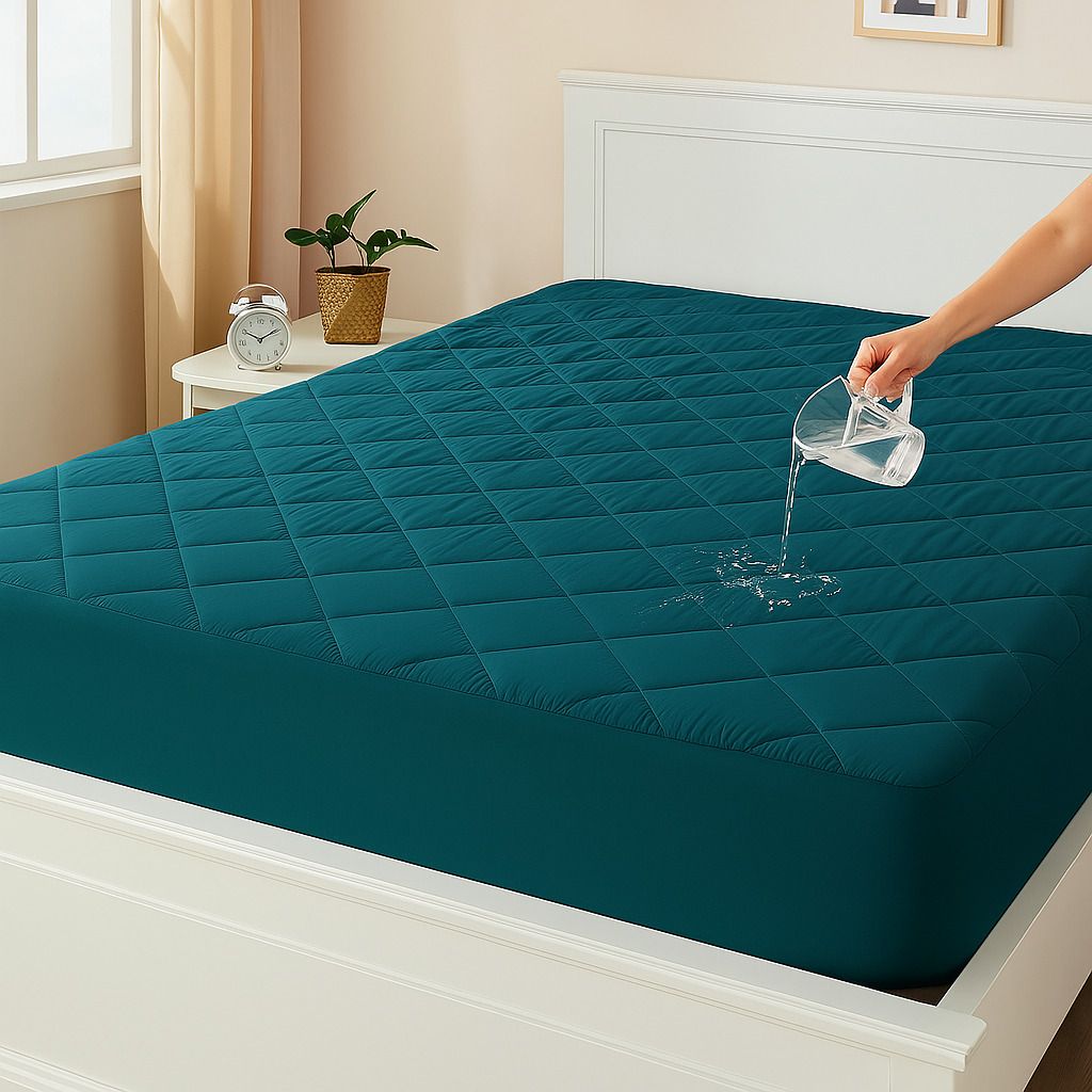 Fitted King Size Breathable, Stretchable, Waterproof Mattress Cover (Green)