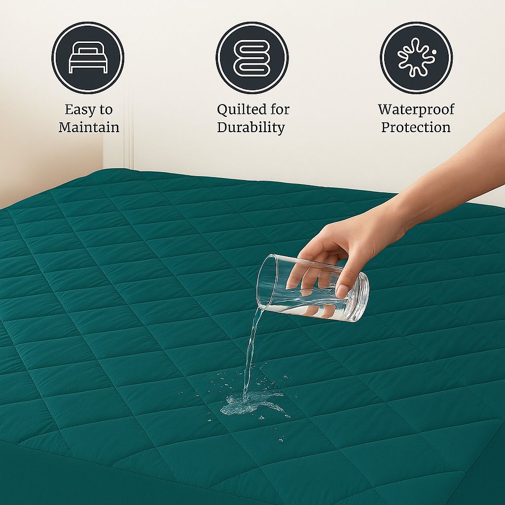 Fitted King Size Breathable, Stretchable, Waterproof Mattress Cover (Green)
