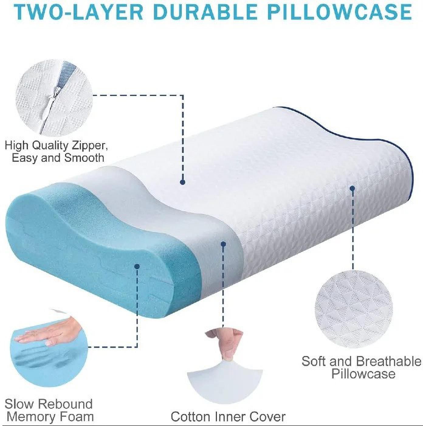 Memory Foam Sleeping Pillow Pack of 1 Solid Cervical Contour Stomache / Side Sleepers / Anti-Snoring (White)